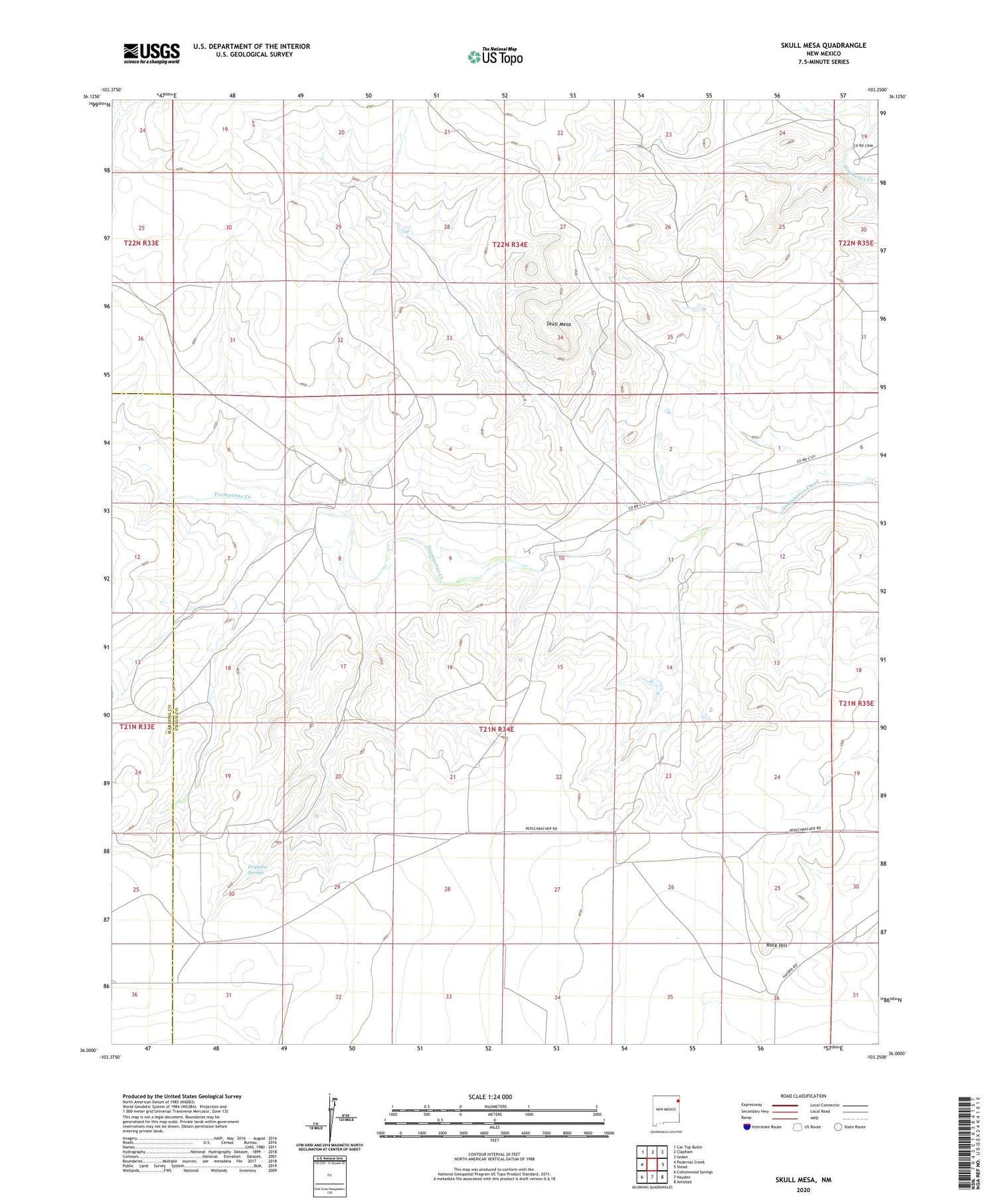 Skull Mesa New Mexico US Topo Map Image
