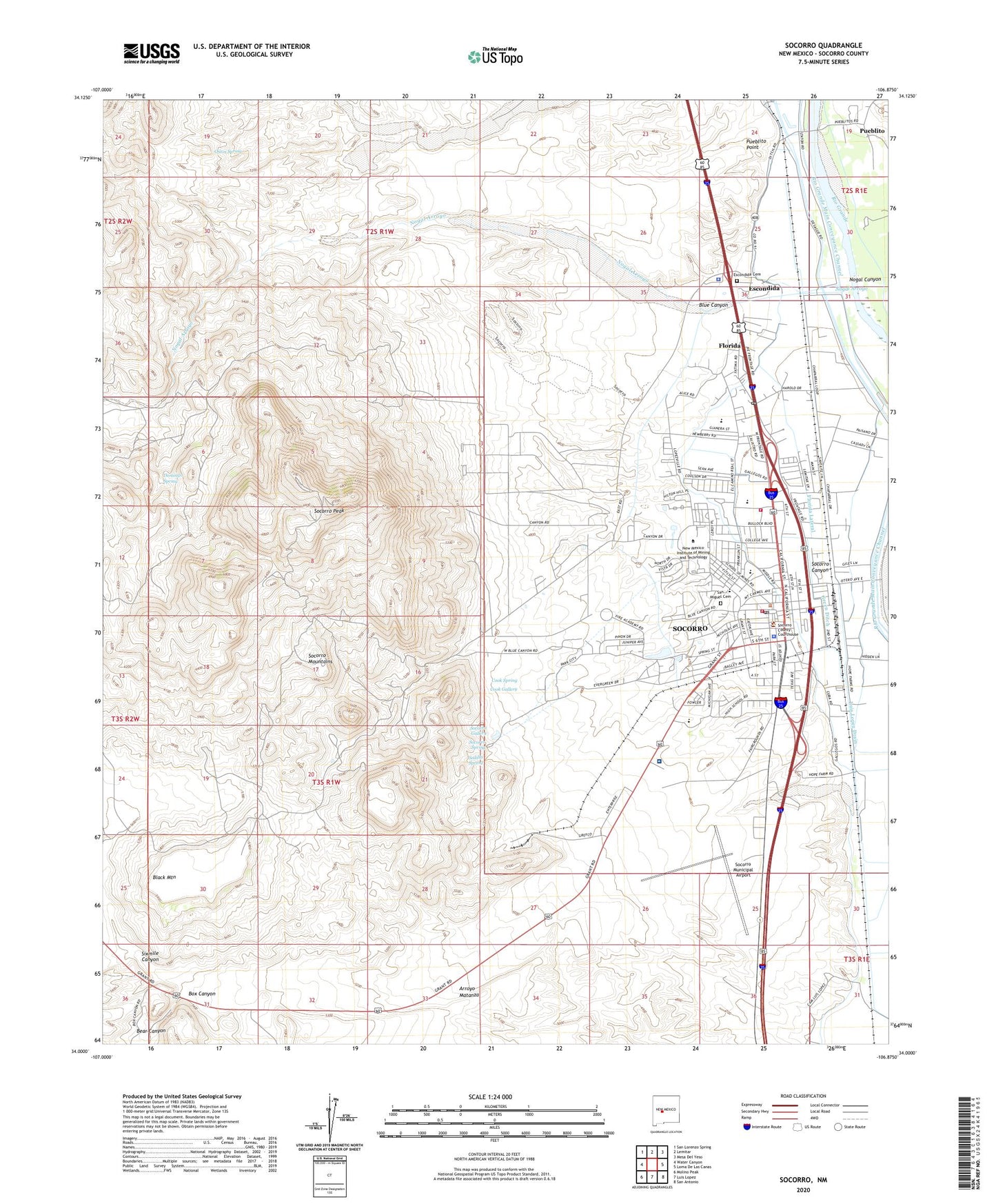 Socorro New Mexico US Topo Map Image
