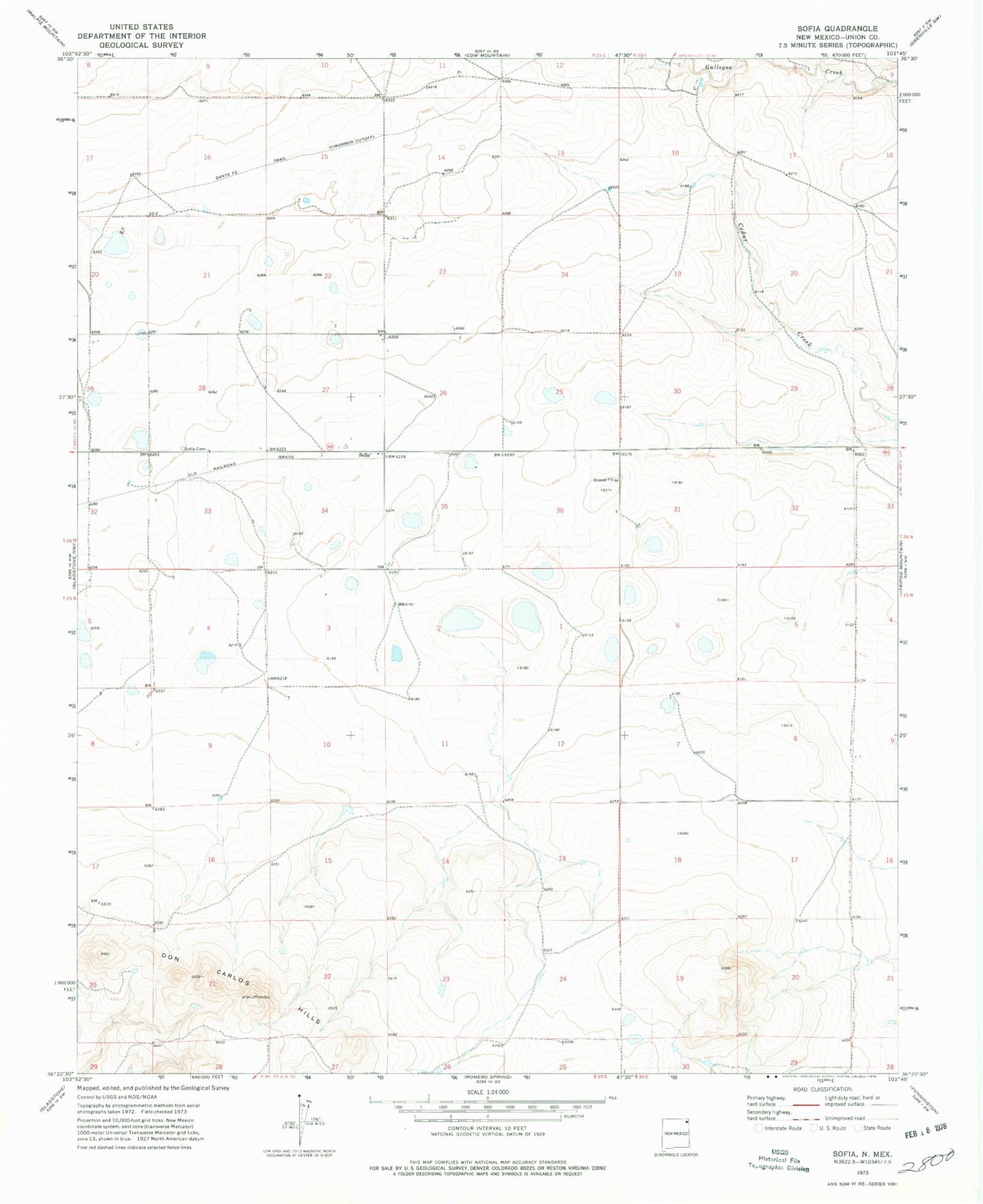 Classic USGS Sofia New Mexico 7.5'x7.5' Topo Map Image