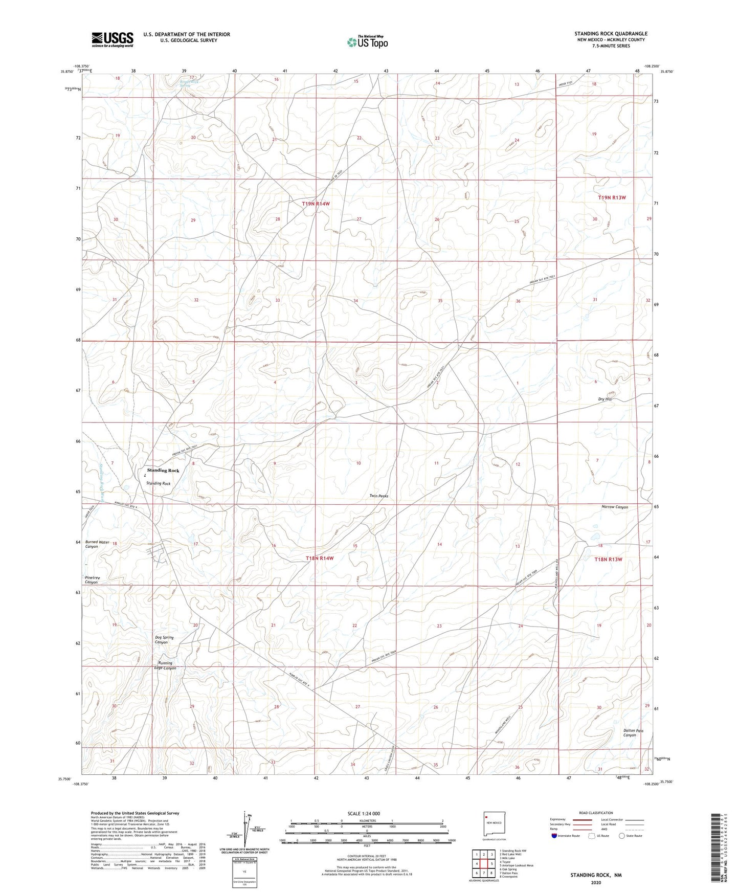 Standing Rock New Mexico US Topo Map Image