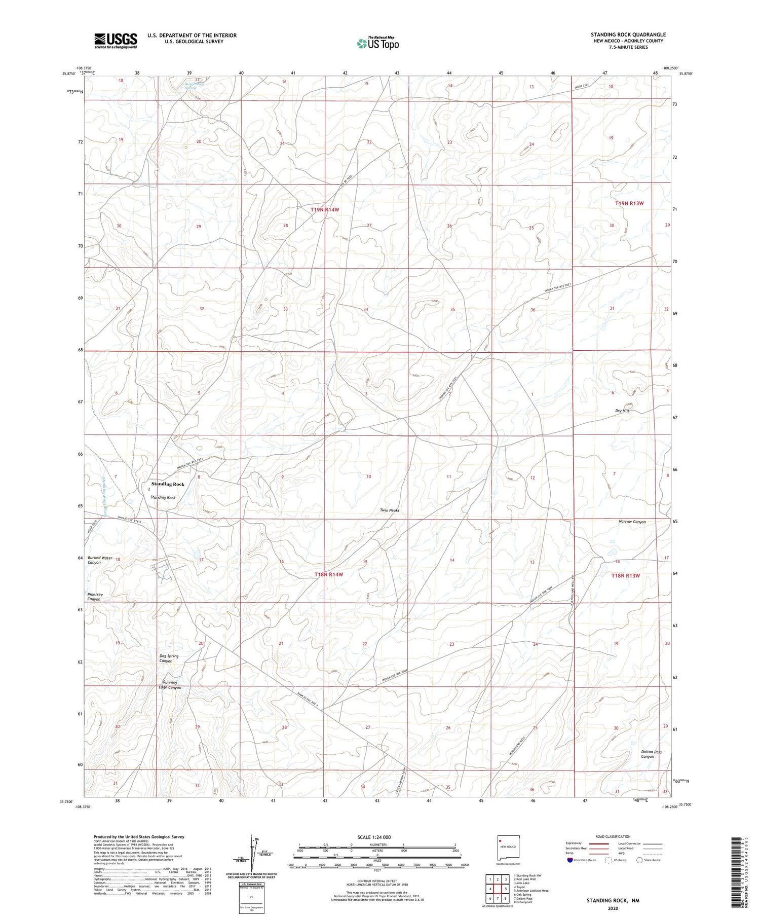 Standing Rock New Mexico US Topo Map Image