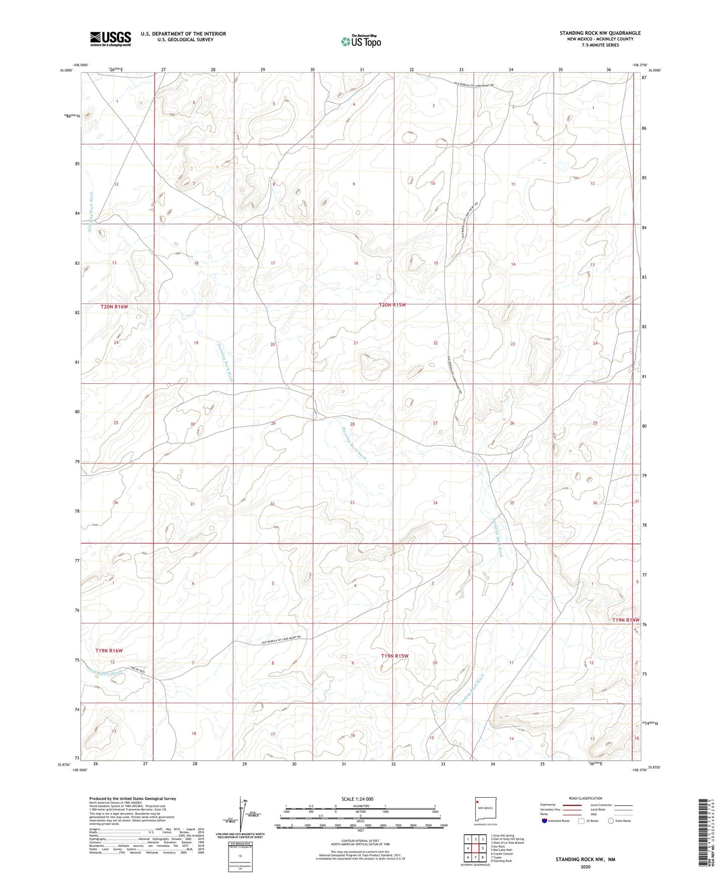 Standing Rock NW New Mexico US Topo Map Image