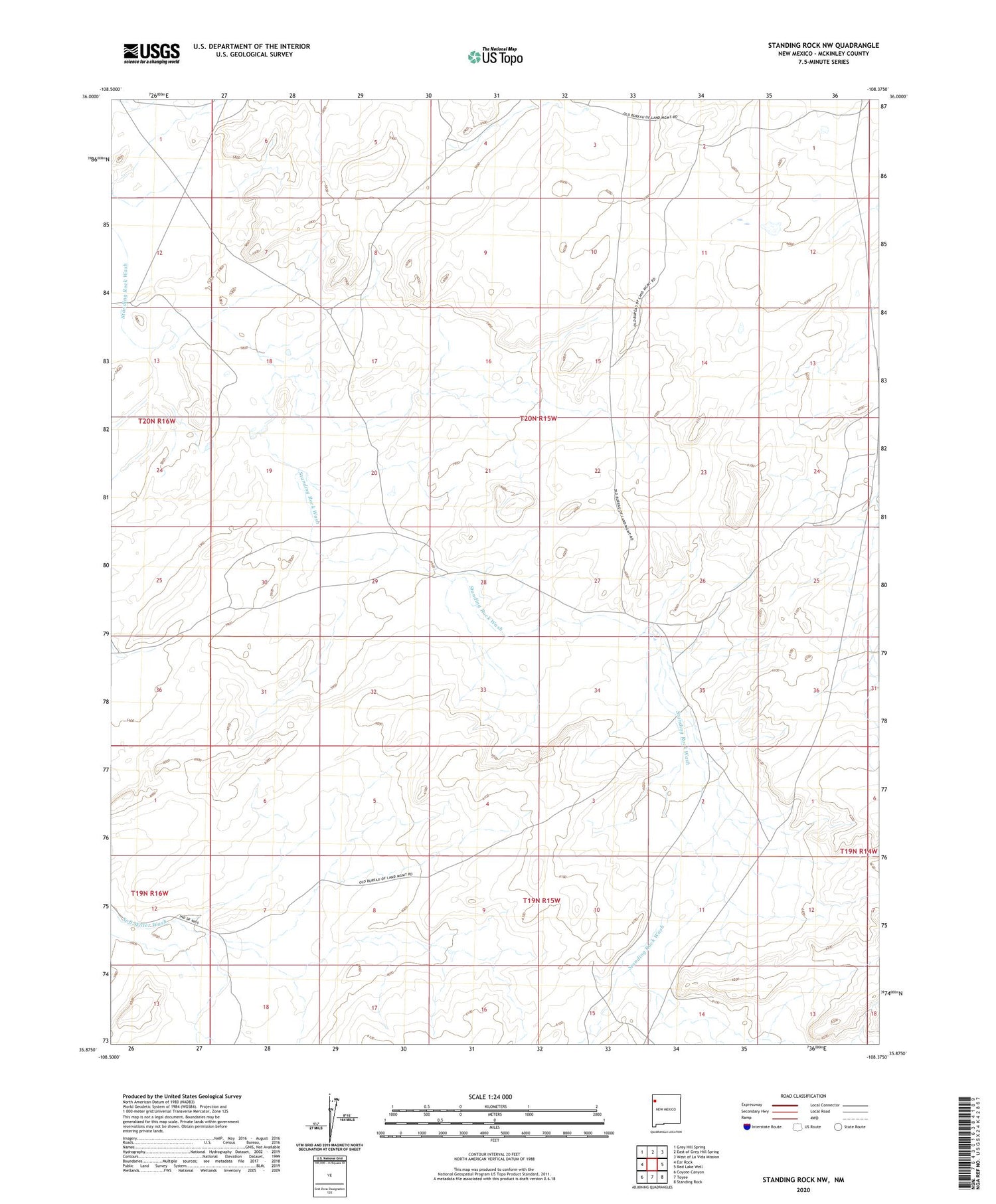 Standing Rock NW New Mexico US Topo Map Image