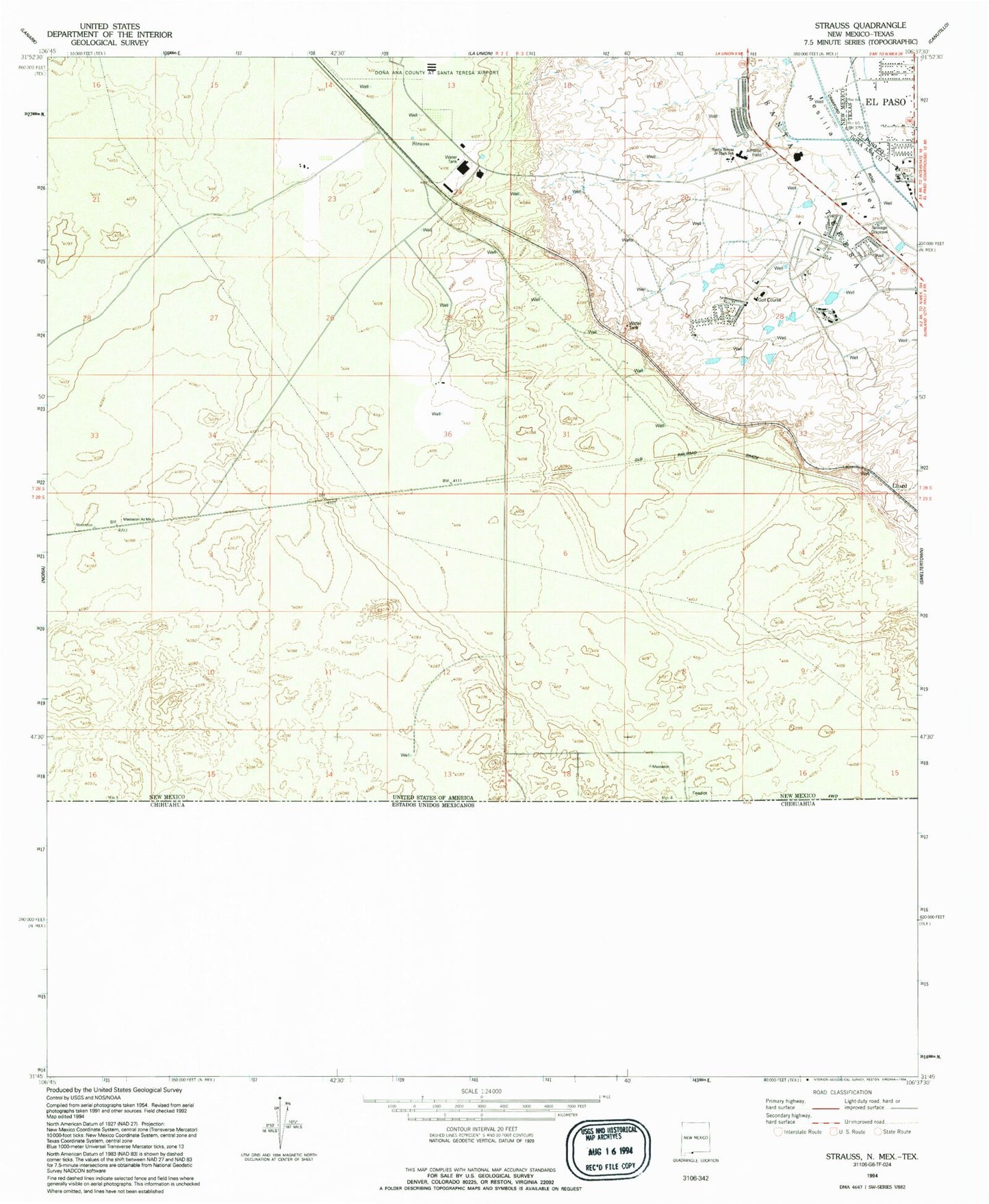 Classic USGS Strauss New Mexico 7.5'x7.5' Topo Map Image