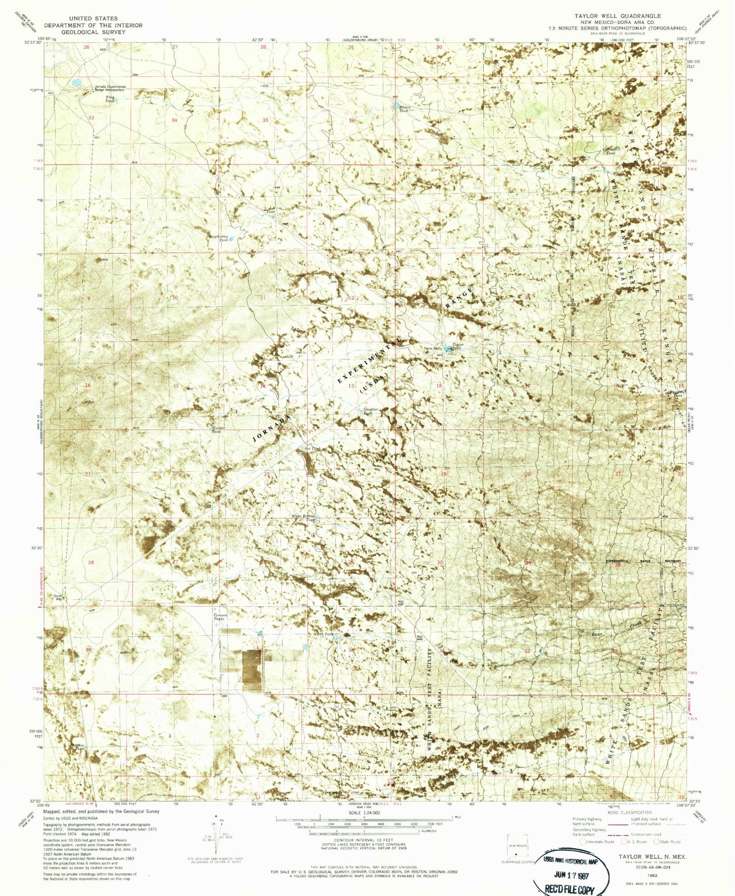 Classic USGS Taylor Well New Mexico 7.5'x7.5' Topo Map Image