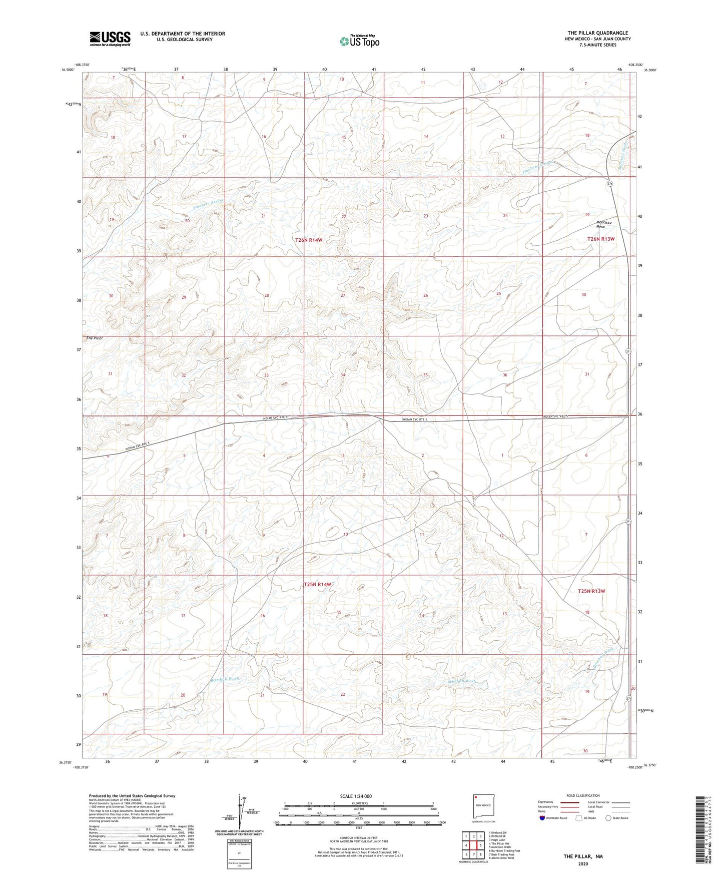 The Pillar New Mexico US Topo Map Image
