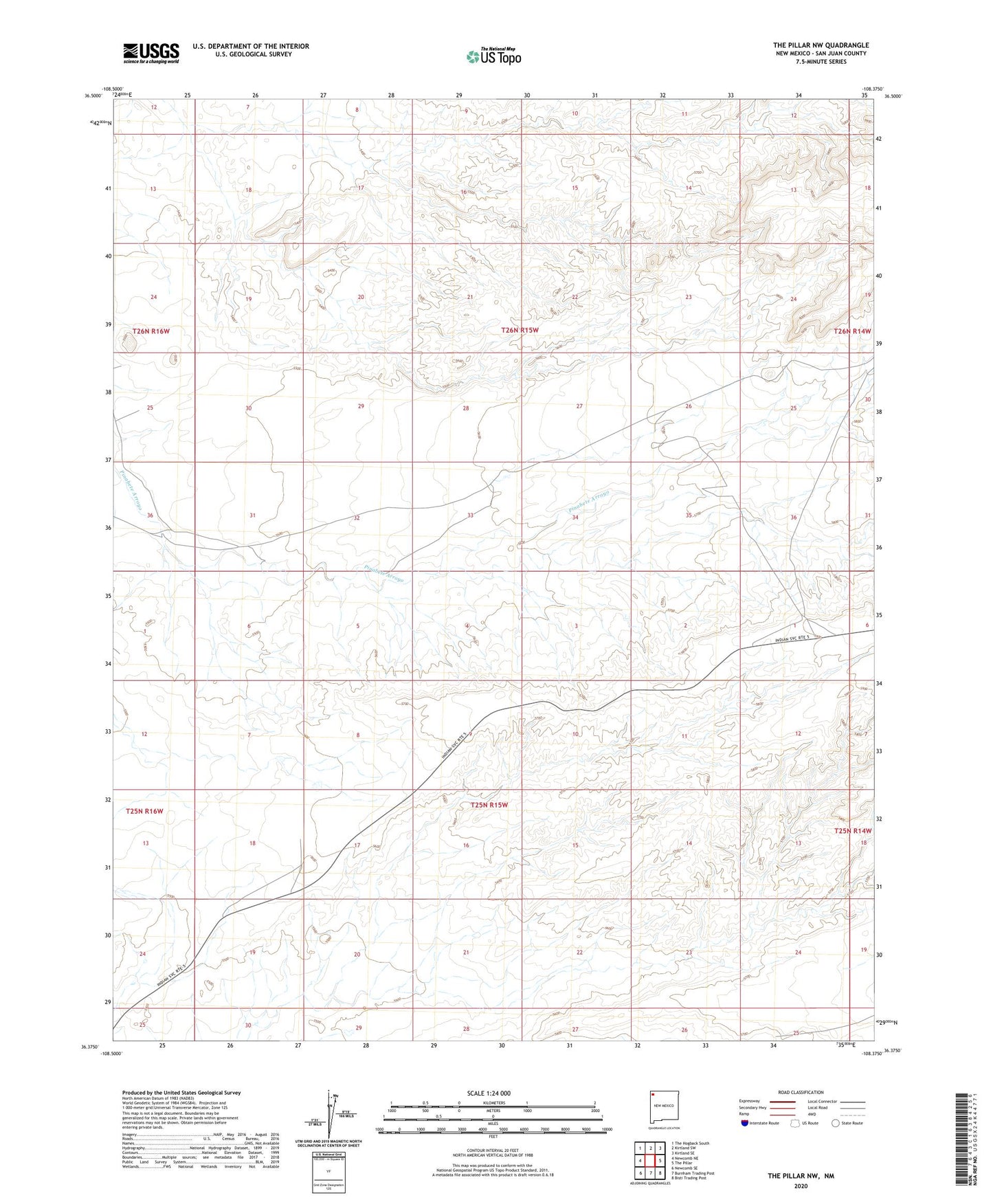 The Pillar NW New Mexico US Topo Map Image