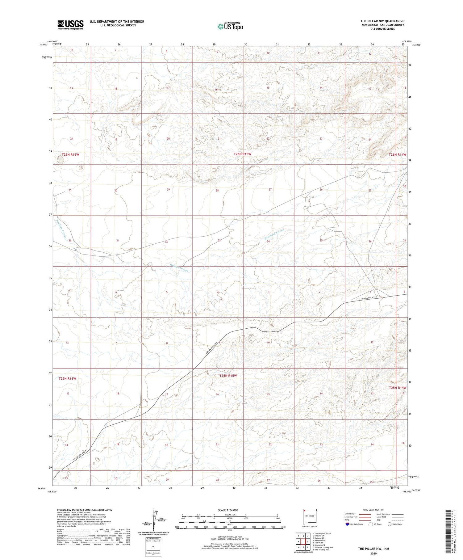 The Pillar NW New Mexico US Topo Map Image
