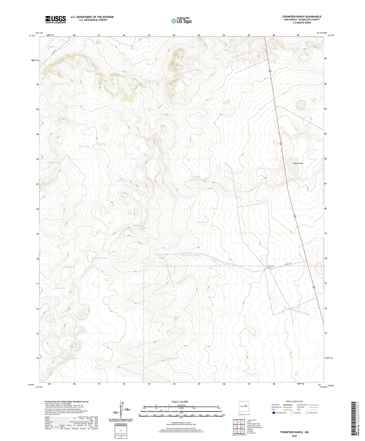 Thompson Ranch New Mexico US Topo Map Image