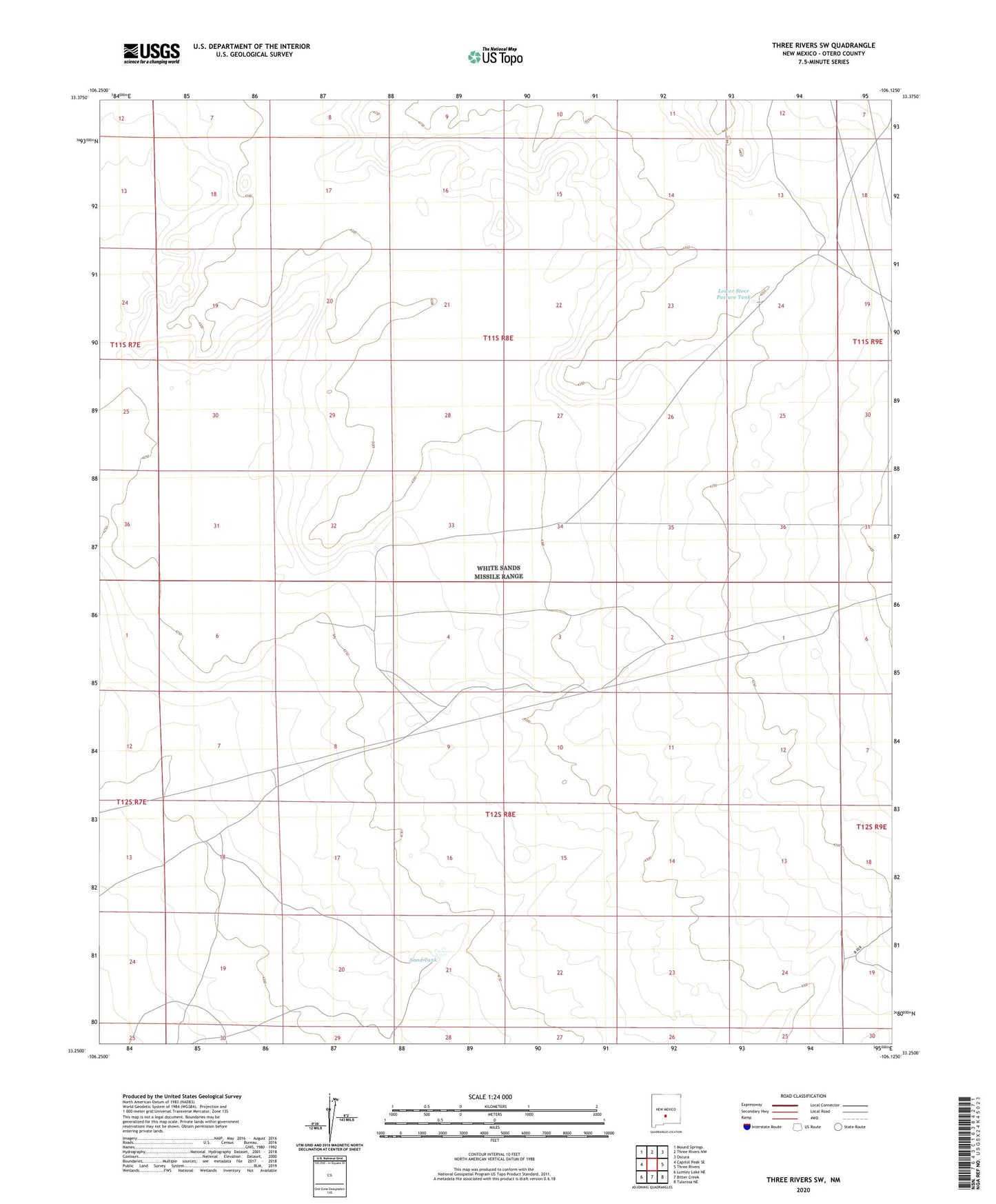 Three Rivers SW New Mexico US Topo Map Image