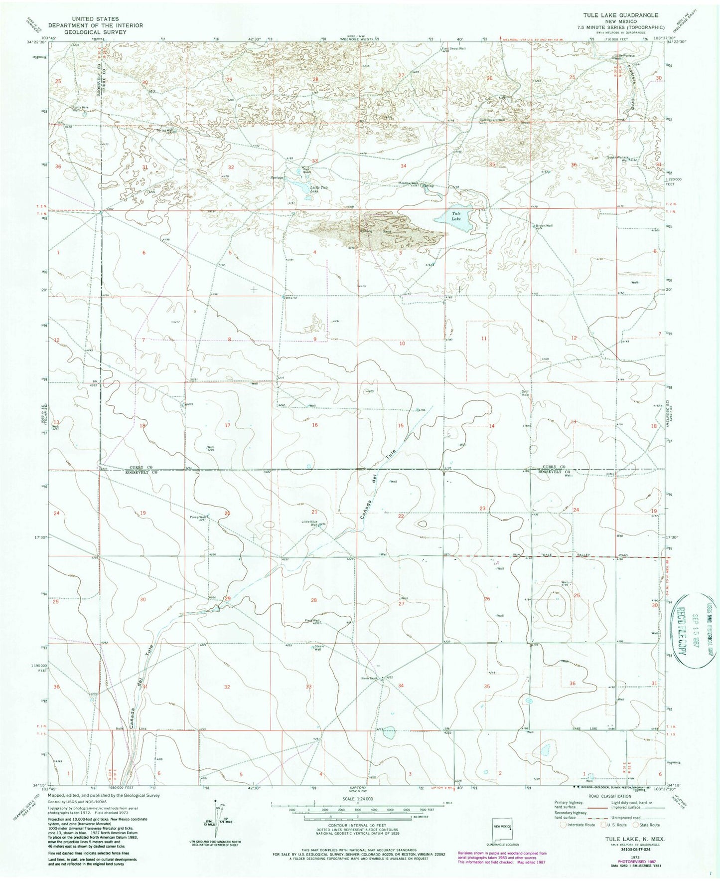 Classic USGS Tule Lake New Mexico 7.5'x7.5' Topo Map Image