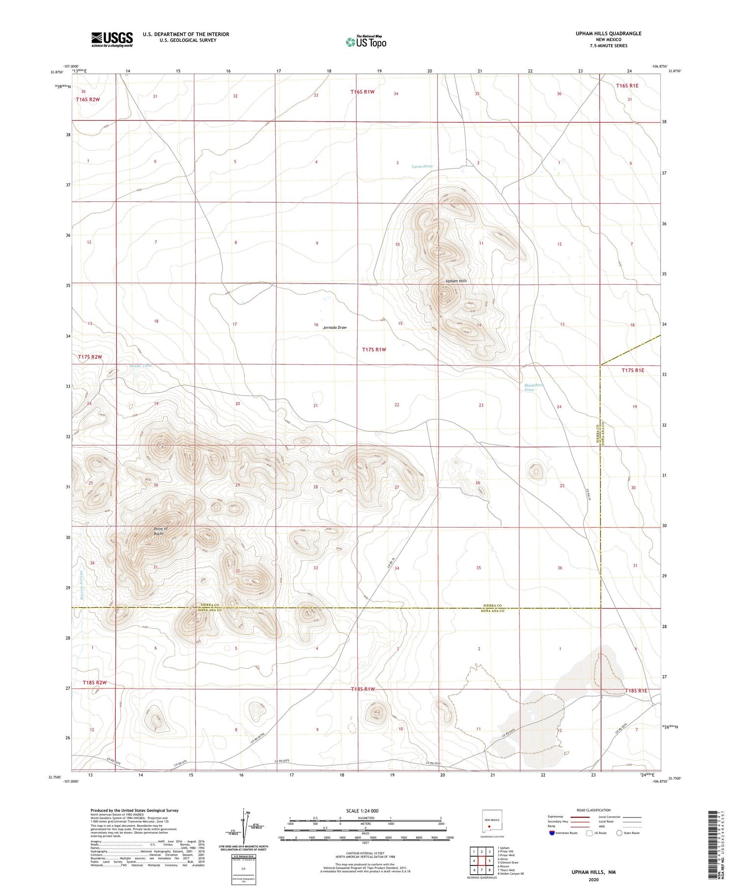 Upham Hills New Mexico US Topo Map Image