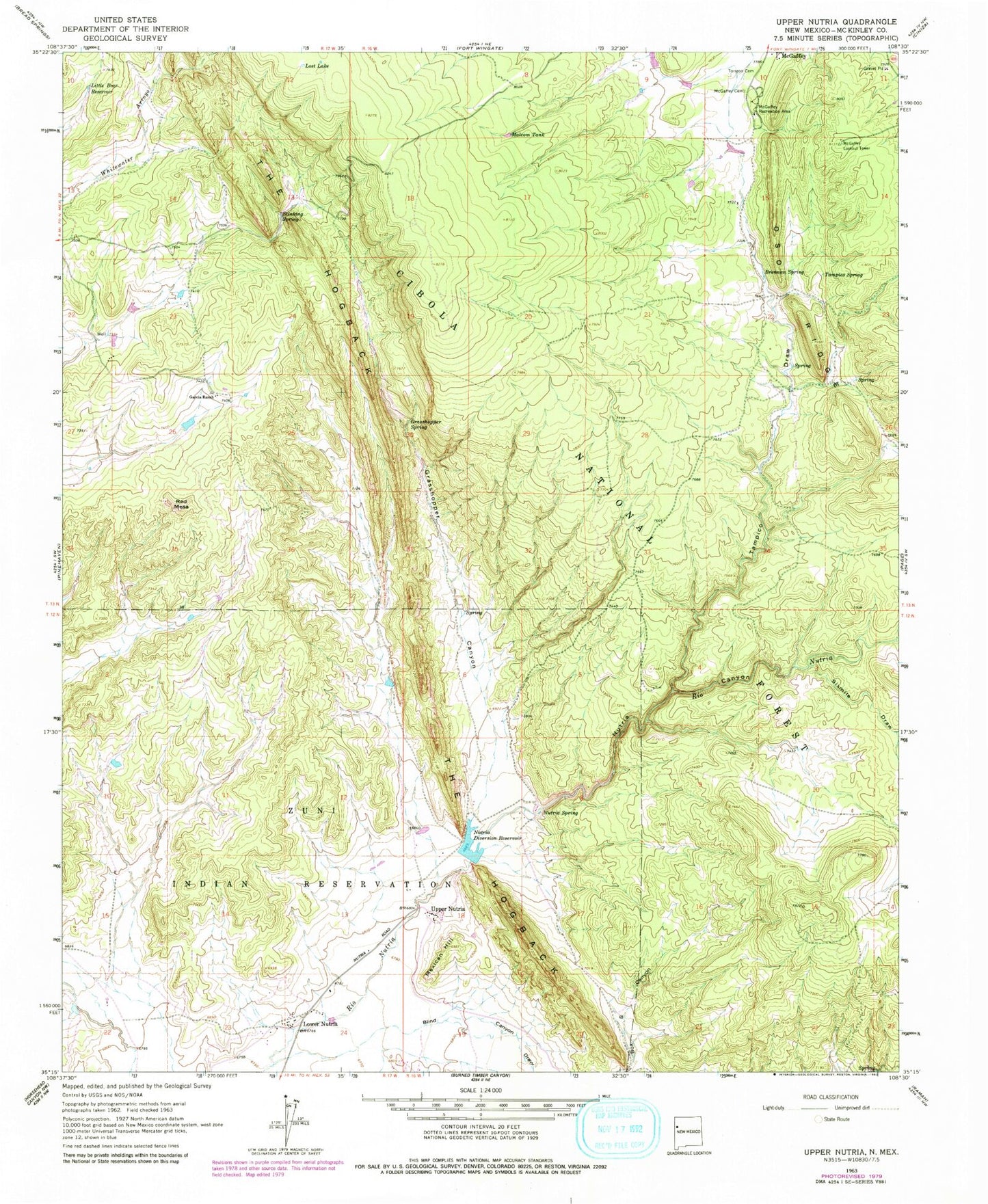 Classic USGS Upper Nutria New Mexico 7.5'x7.5' Topo Map Image