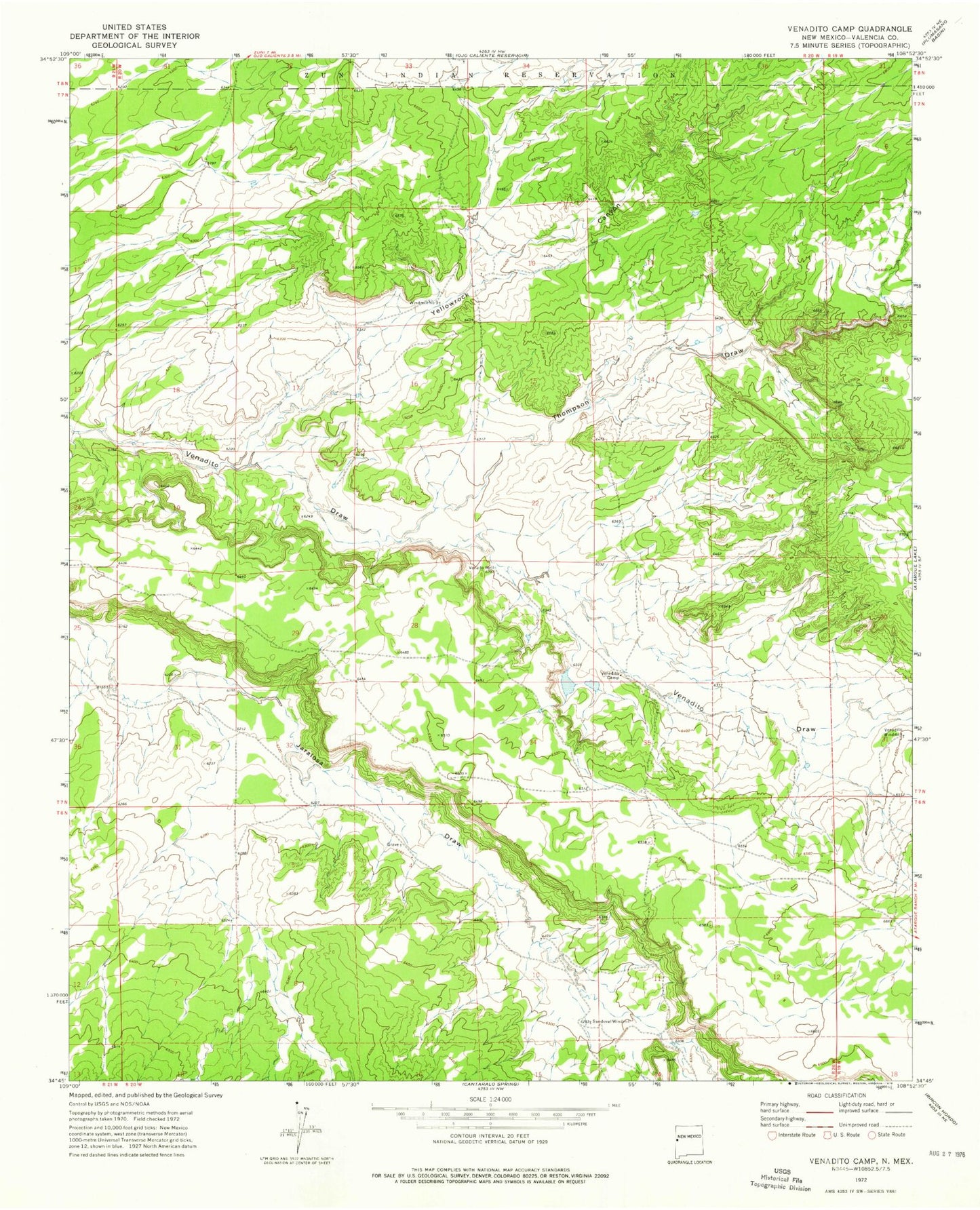 Classic USGS Venadito Camp New Mexico 7.5'x7.5' Topo Map Image