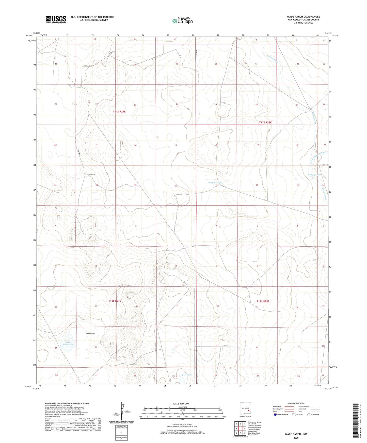 Wade Ranch New Mexico US Topo Map Image