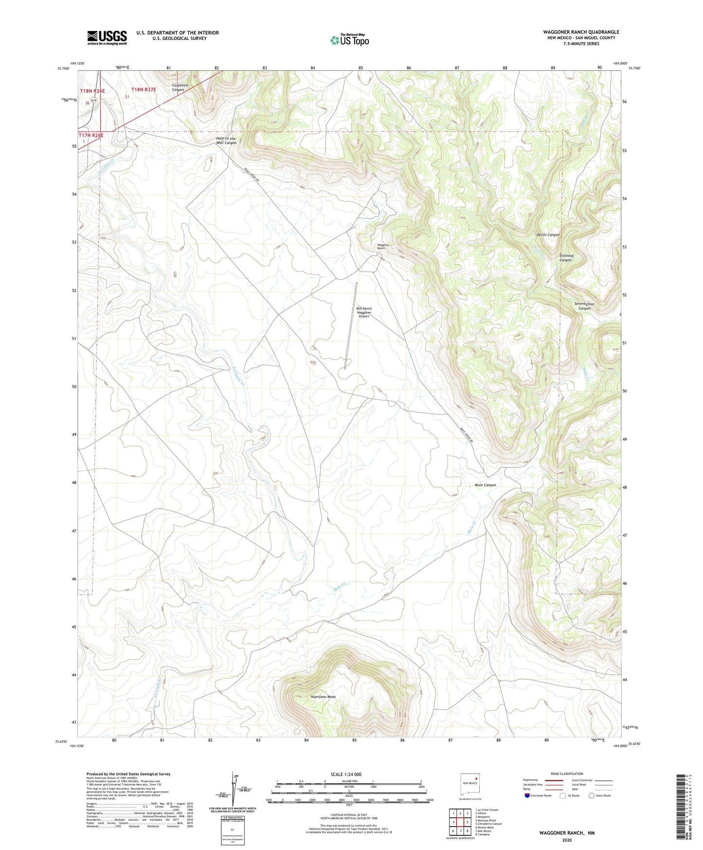 Waggoner Ranch New Mexico US Topo Map Image