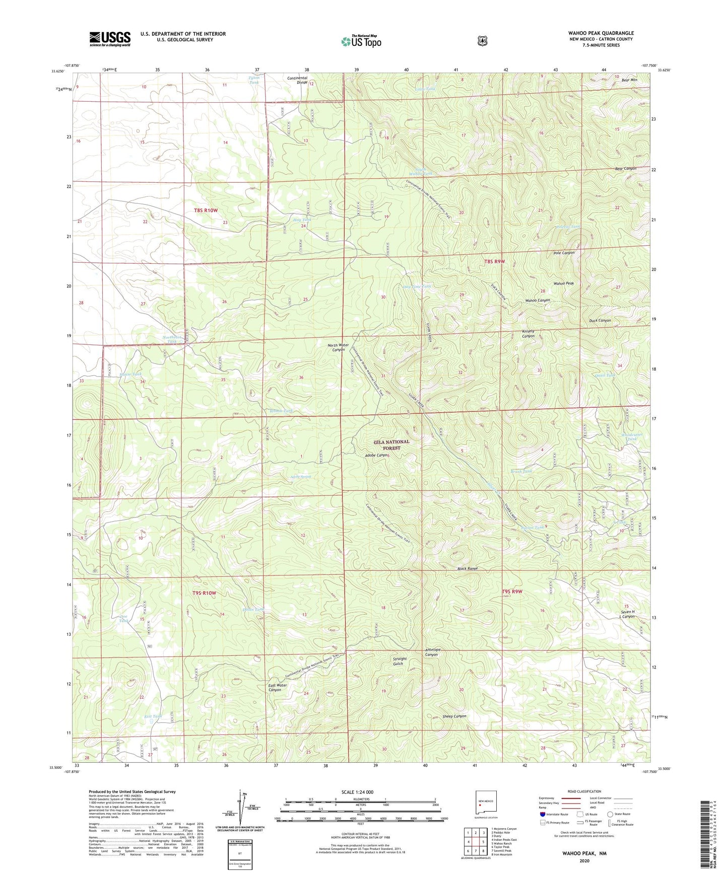 Wahoo Peak New Mexico US Topo Map Image