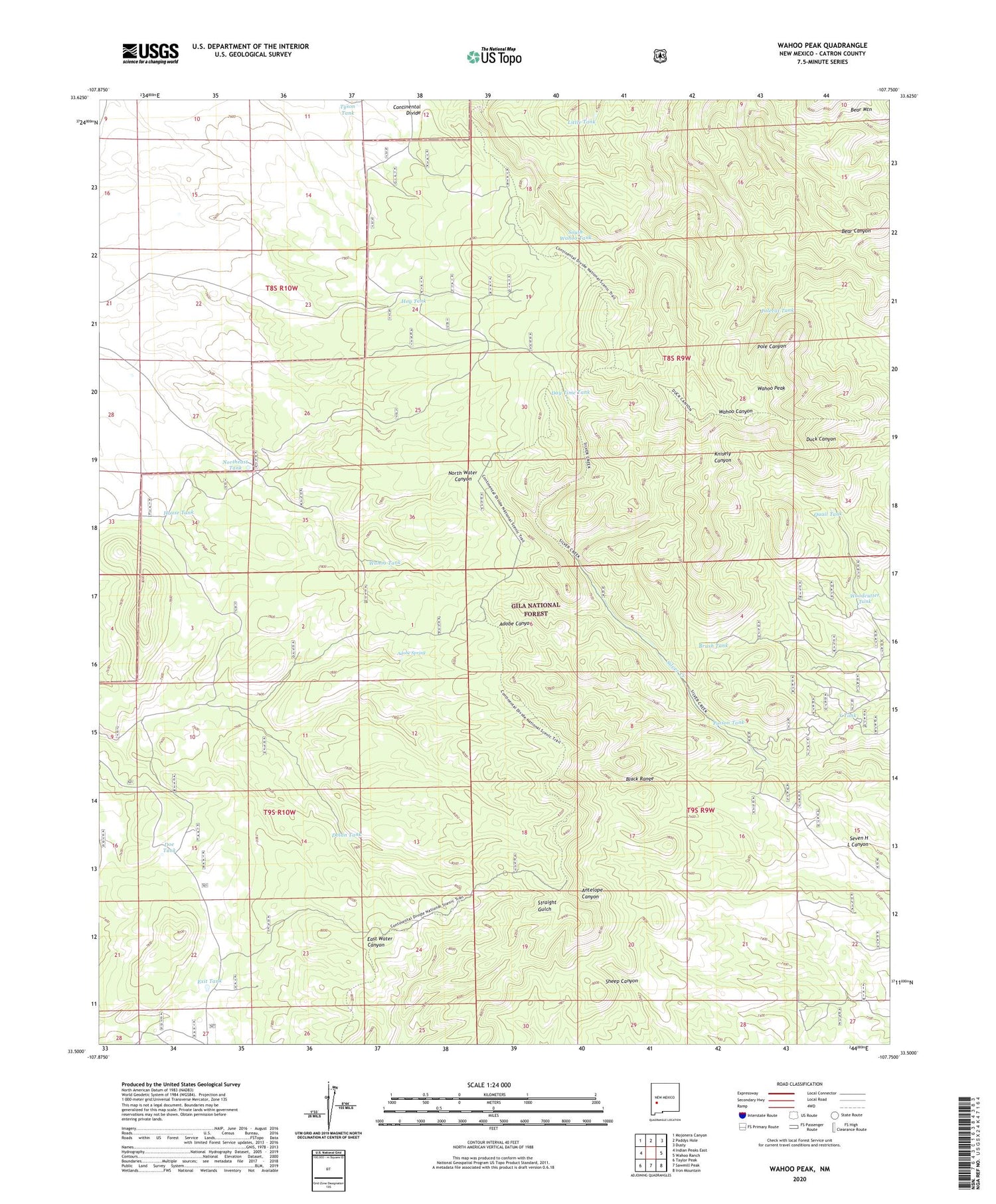 Wahoo Peak New Mexico US Topo Map Image