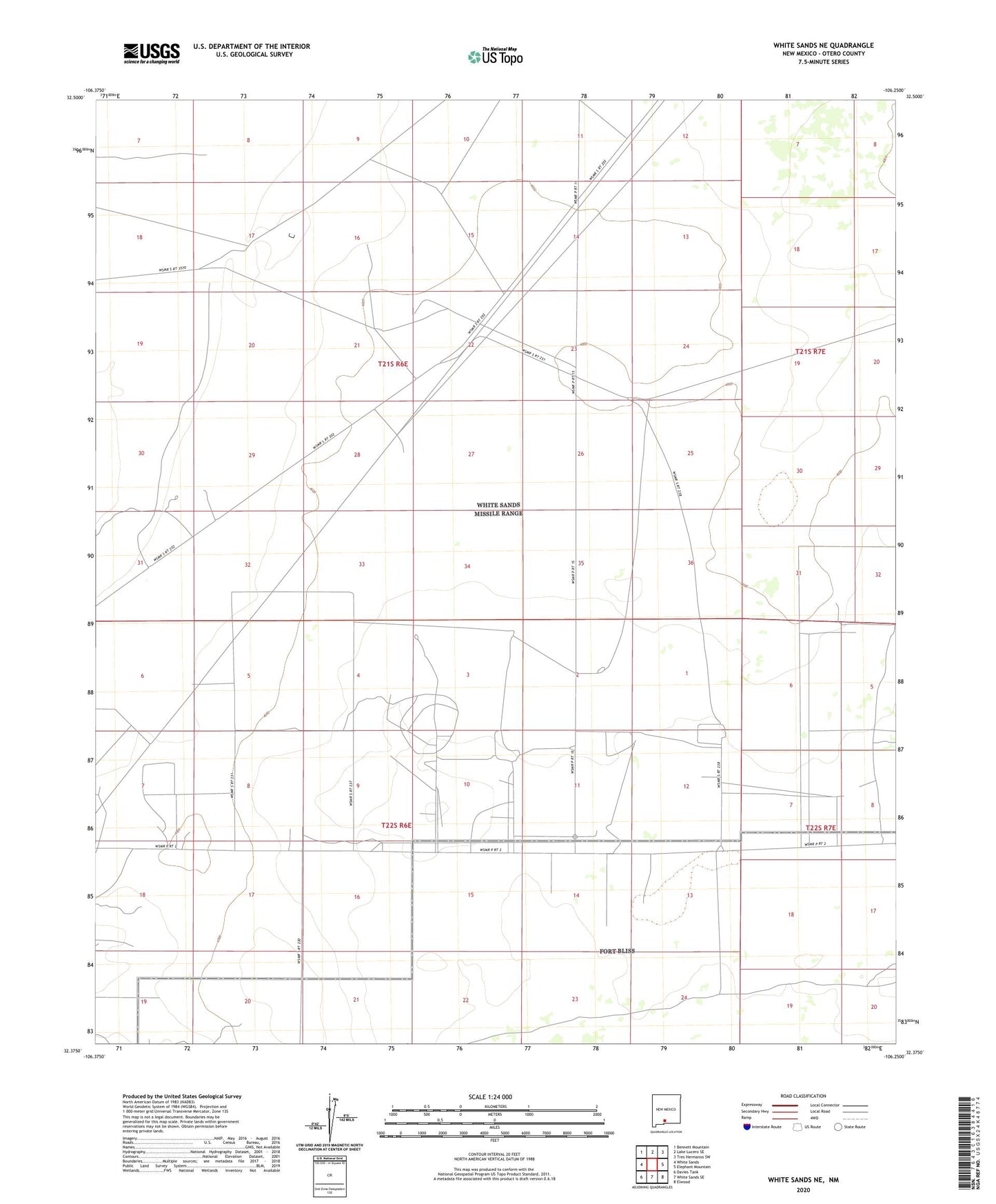 White Sands NE New Mexico US Topo Map Image
