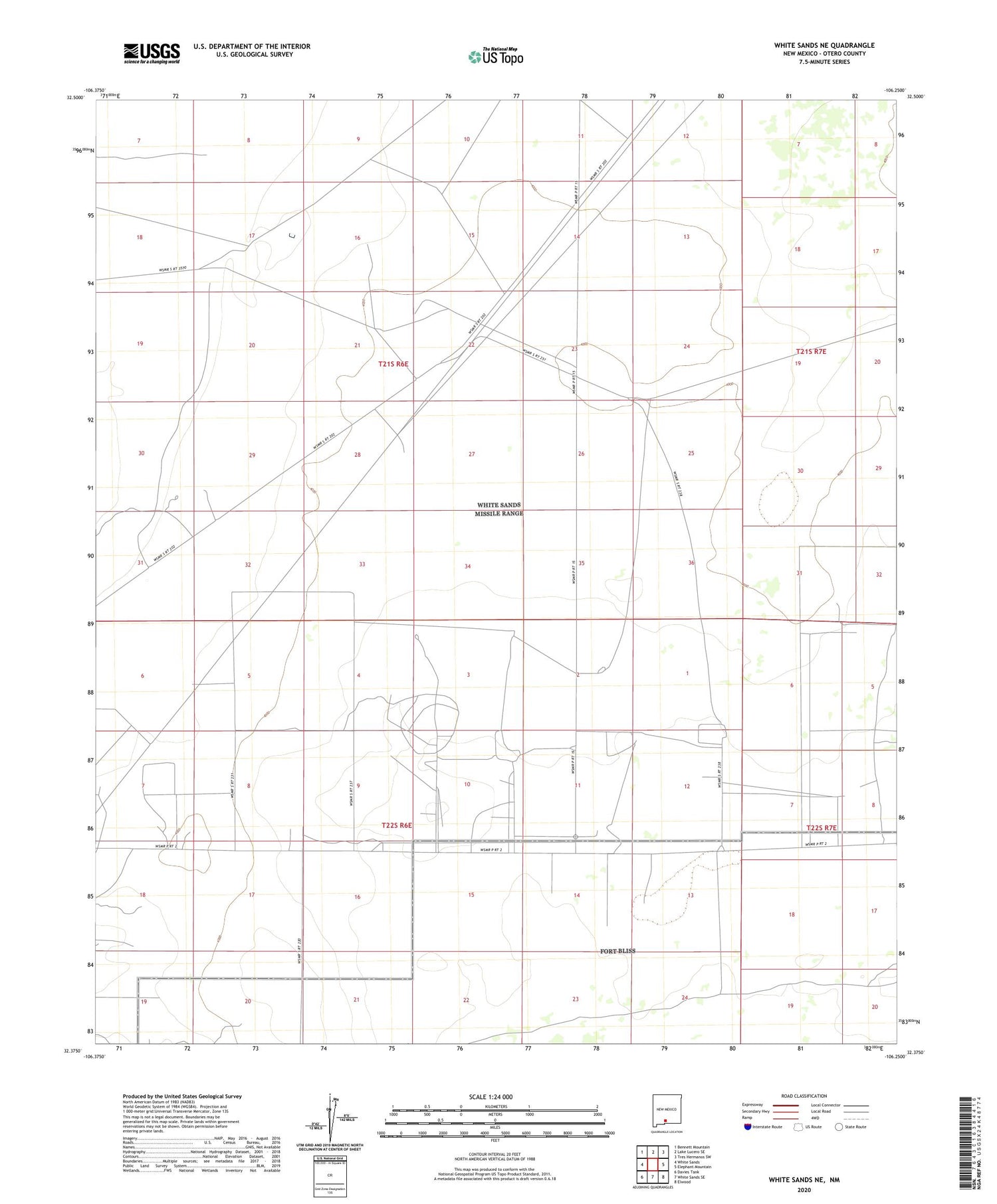White Sands NE New Mexico US Topo Map Image