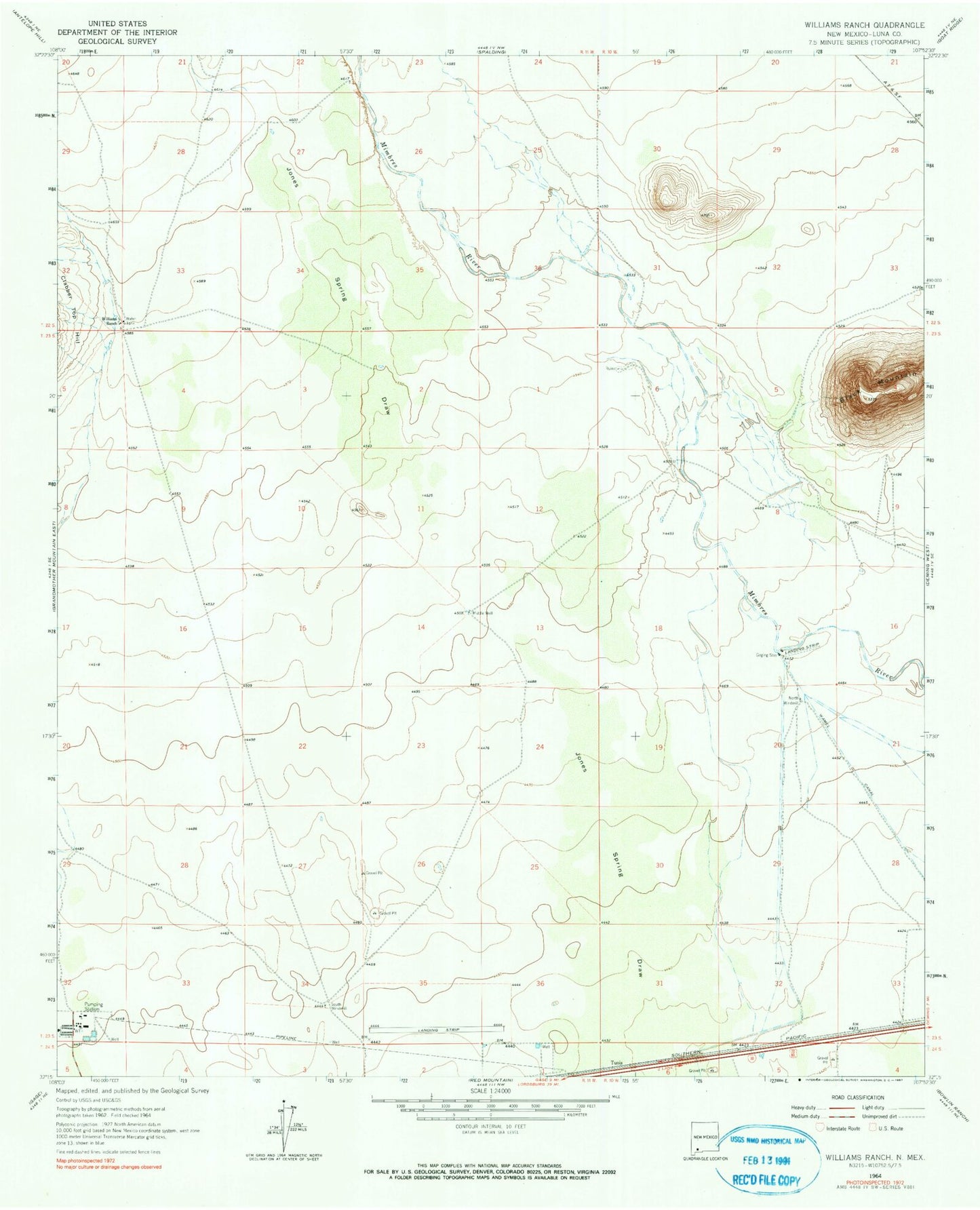 Classic USGS Williams Ranch New Mexico 7.5'x7.5' Topo Map Image