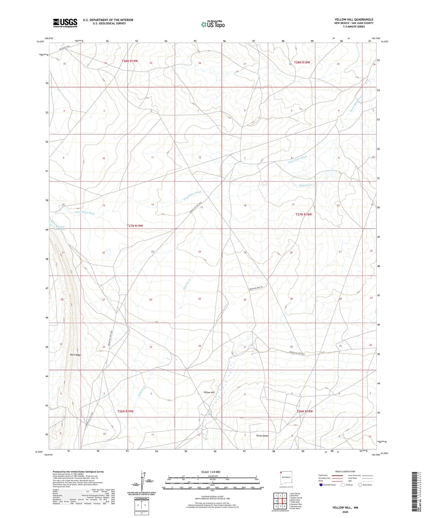 Yellow Hill New Mexico US Topo Map Image