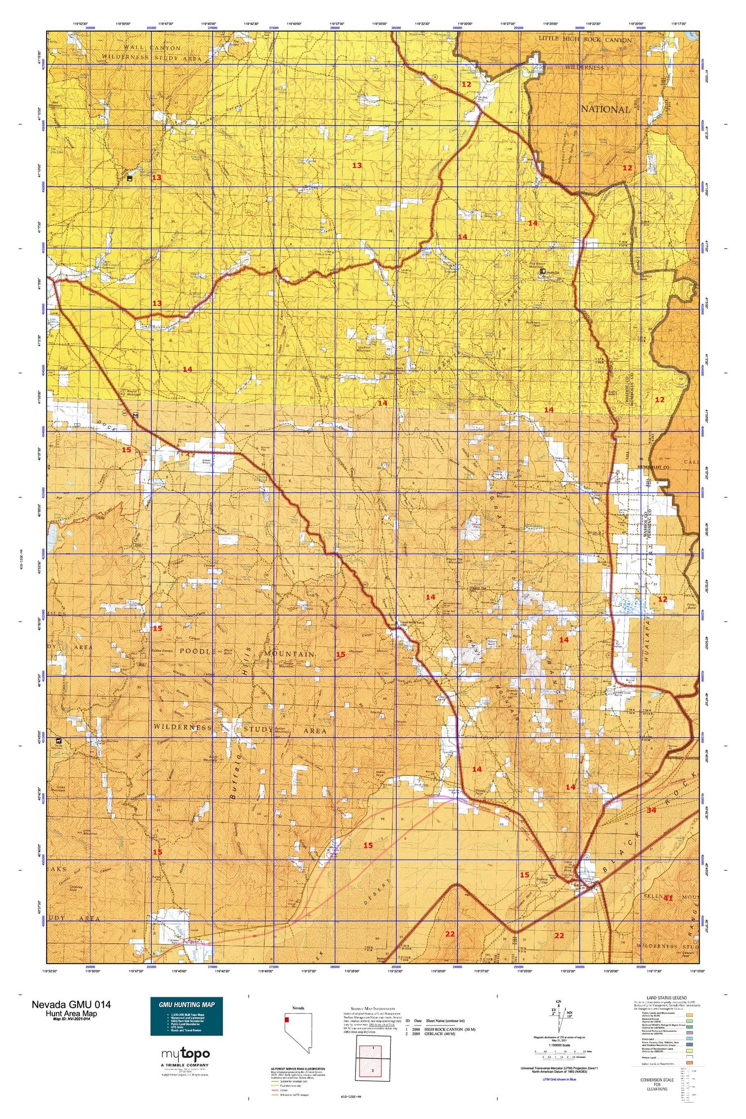 Nevada GMU 014 Map Image