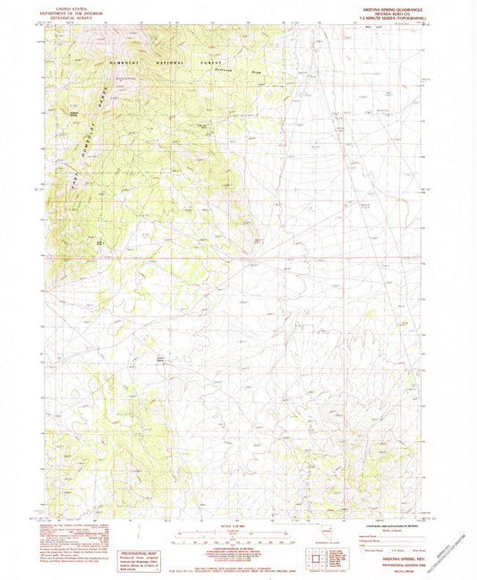 Classic USGS Arizona Spring Nevada 7.5'x7.5' Topo Map Image