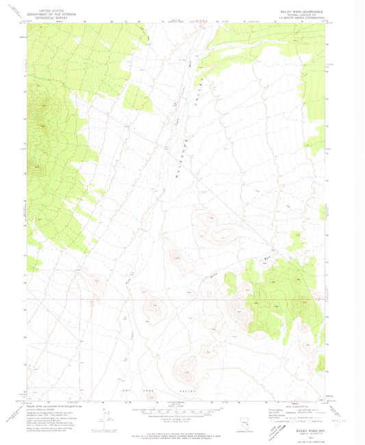 Classic USGS Bailey Wash Nevada 7.5'x7.5' Topo Map Image