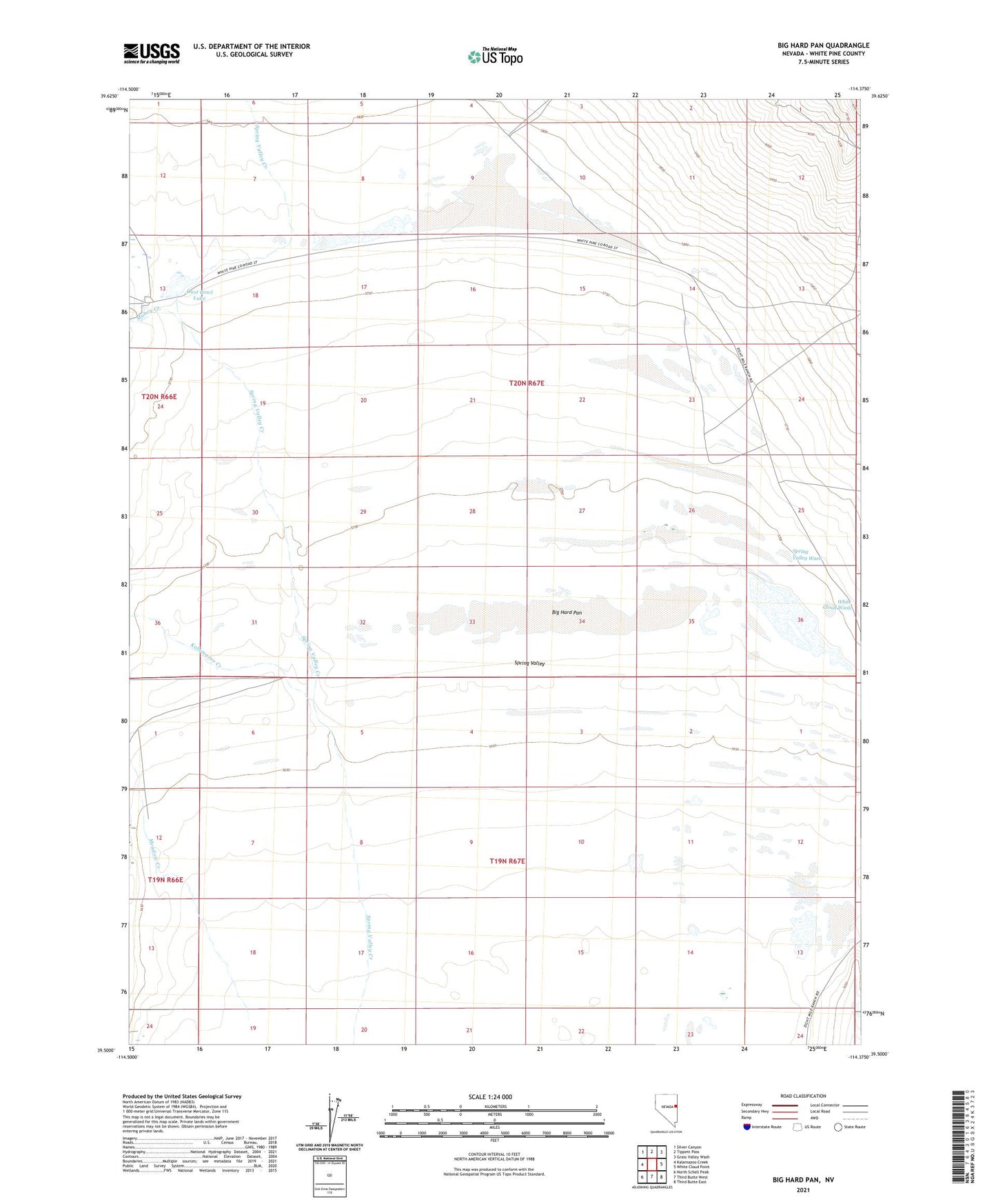 Big Hard Pan Nevada US Topo Map Image