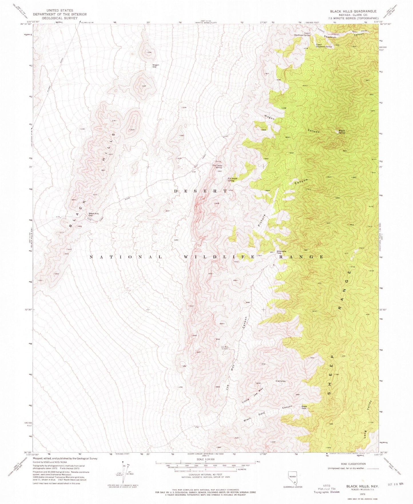 Classic USGS Black Hills Nevada 7.5'x7.5' Topo Map Image
