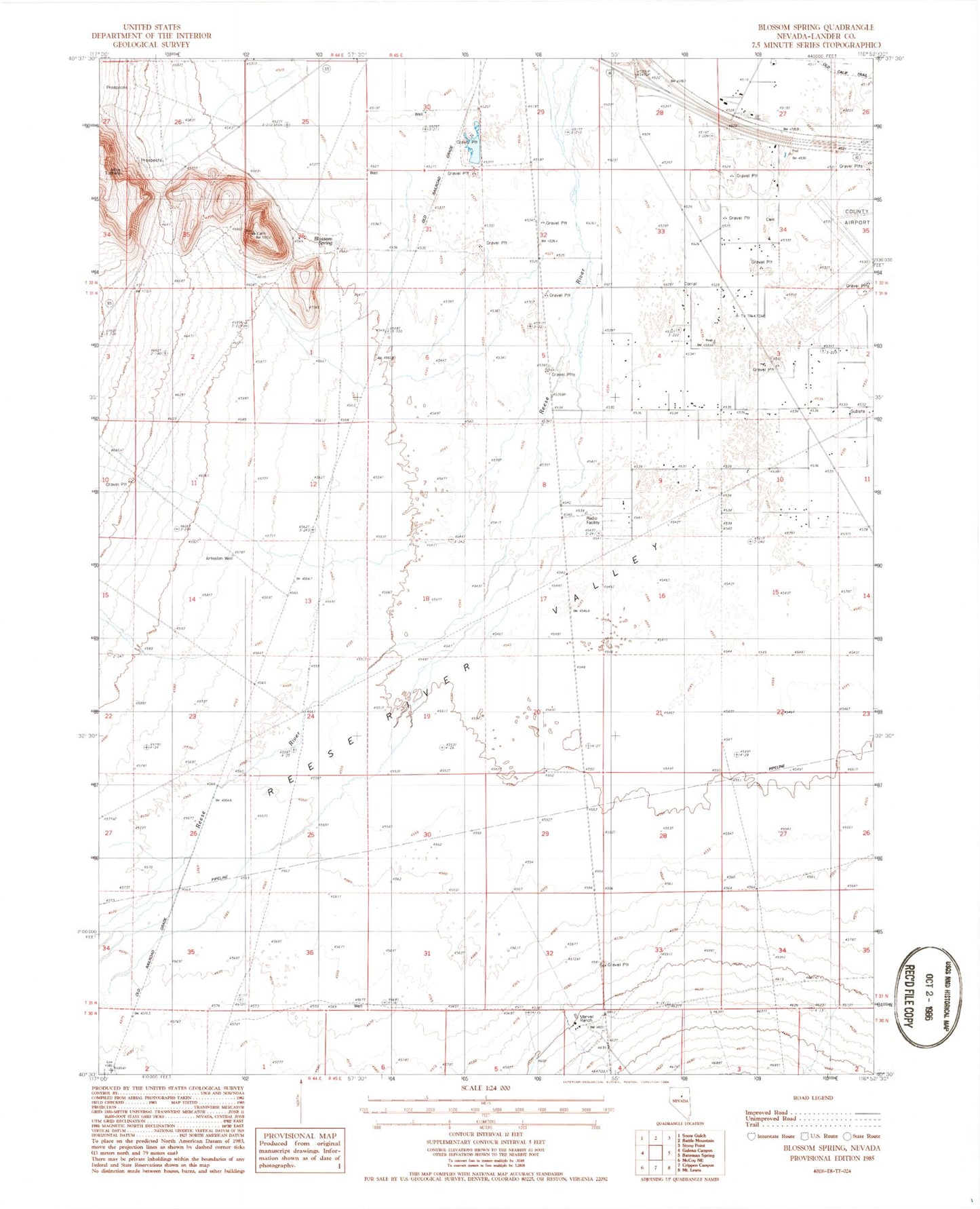 Classic USGS Blossom Spring Nevada 7.5'x7.5' Topo Map Image