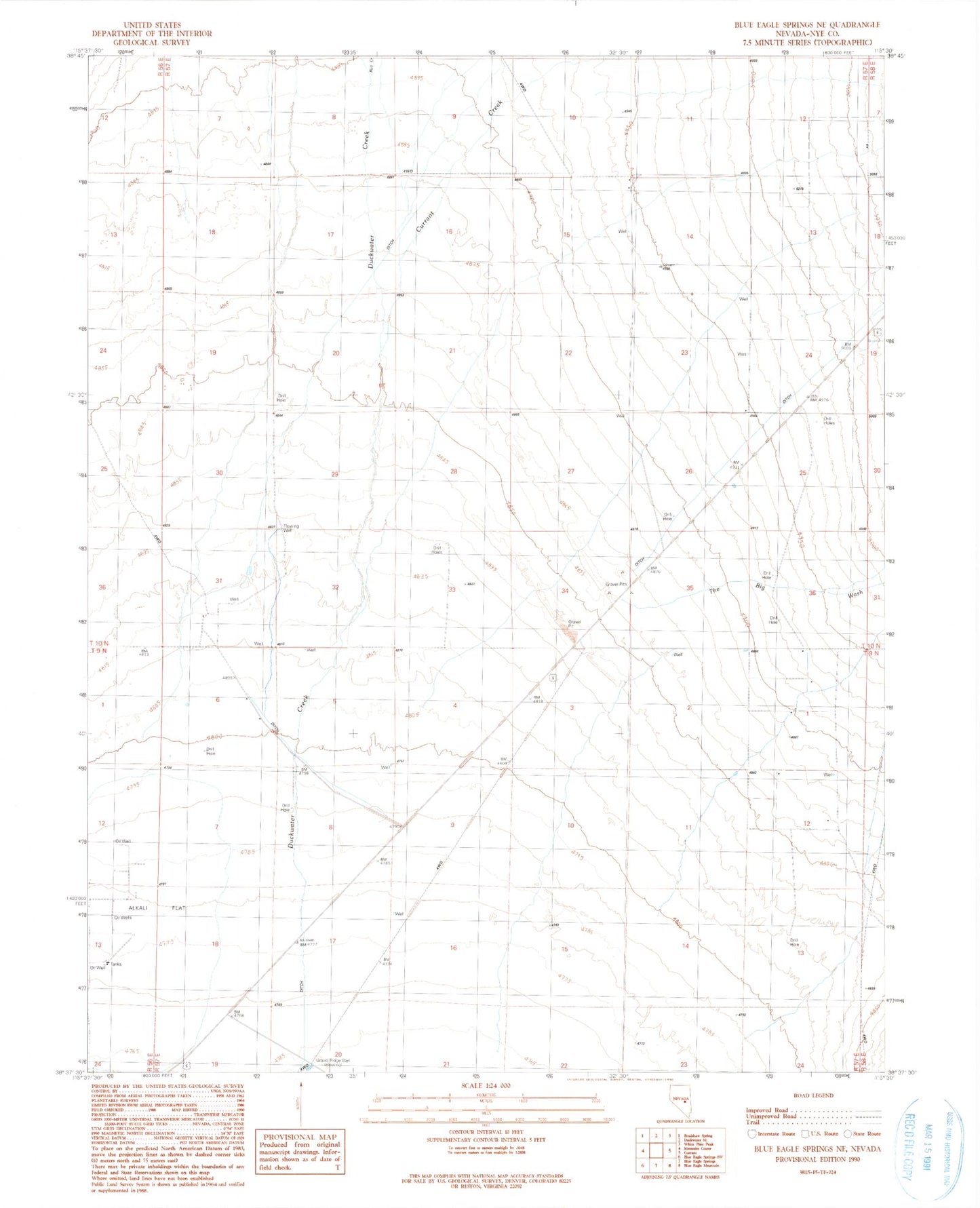 Classic USGS Blue Eagle Springs NE Nevada 7.5'x7.5' Topo Map Image