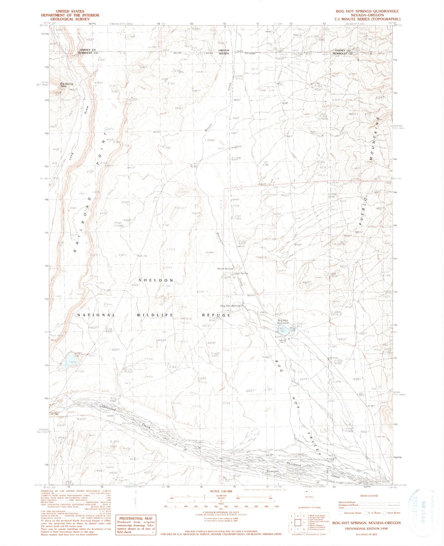 Classic USGS Bog Hot Springs Nevada 7.5'x7.5' Topo Map Image