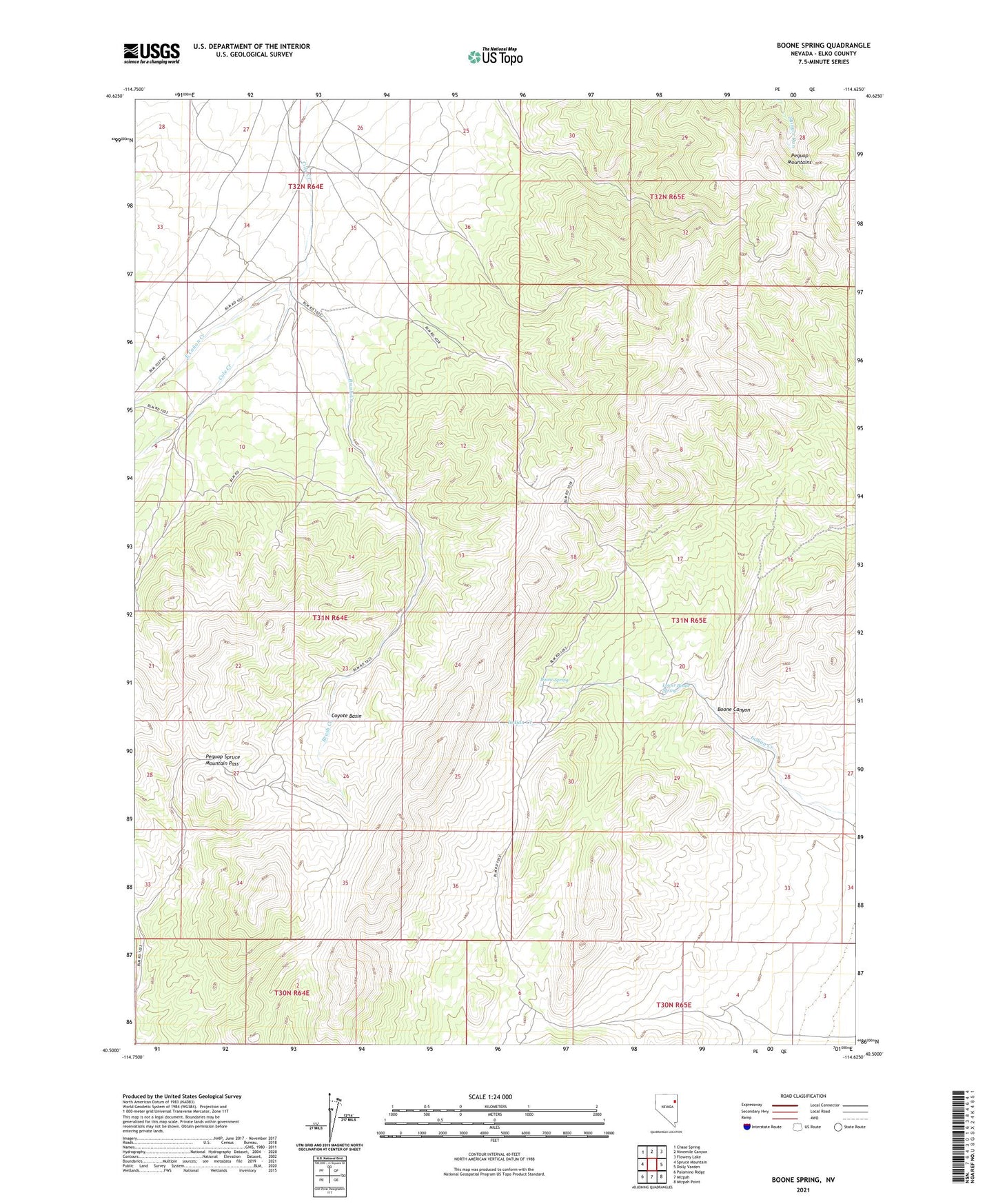 Boone Spring Nevada US Topo Map Image