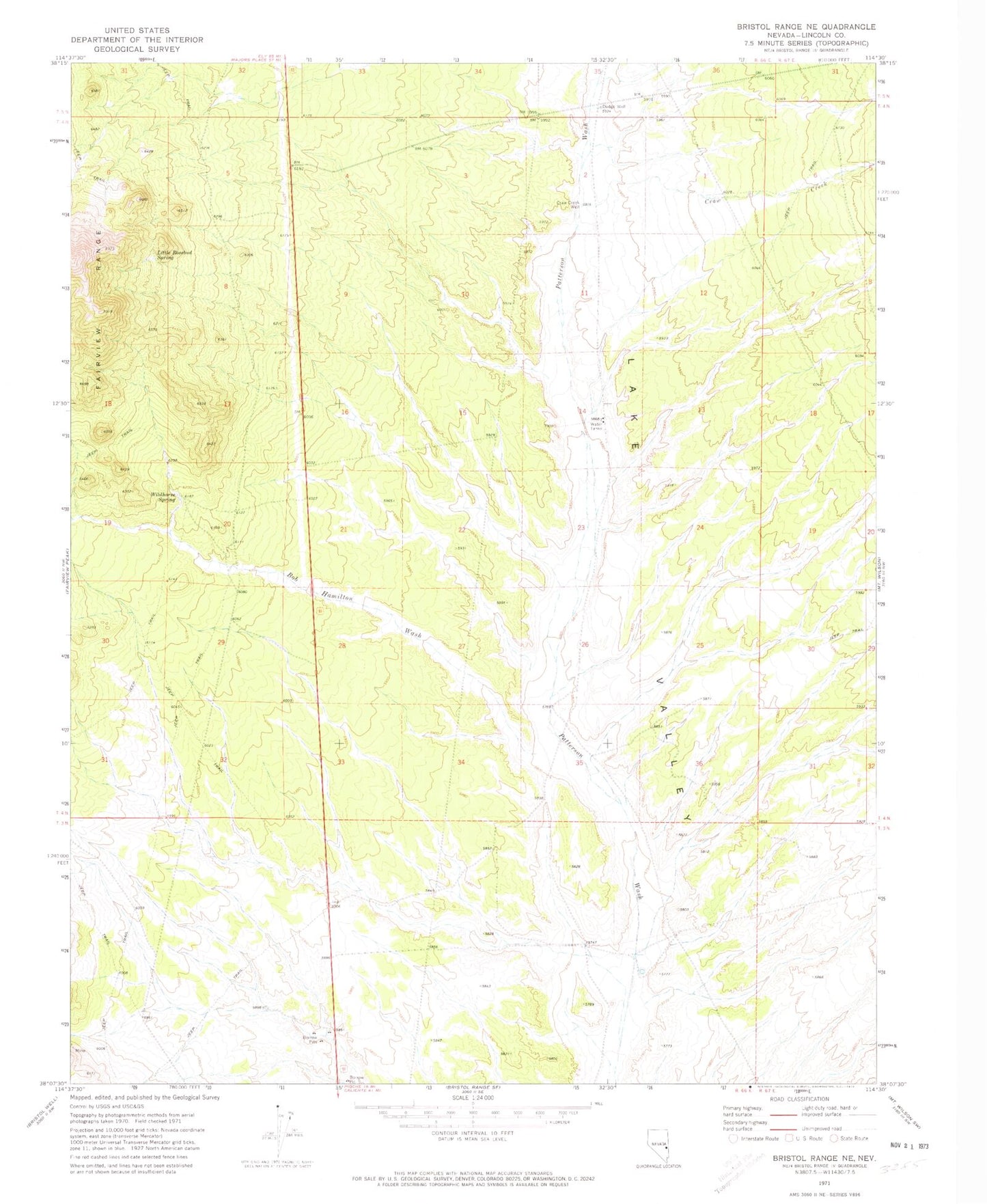 Classic USGS Bristol Range NE Nevada 7.5'x7.5' Topo Map Image