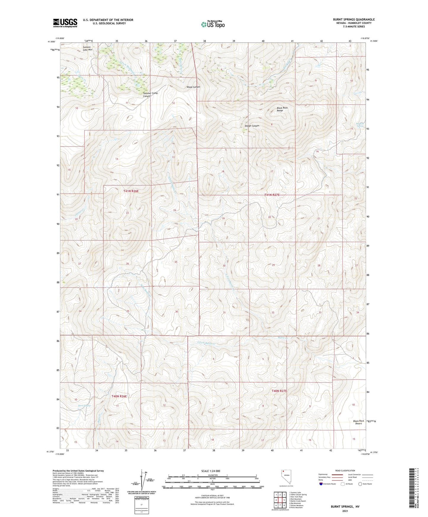 Burnt Springs Nevada US Topo Map Image