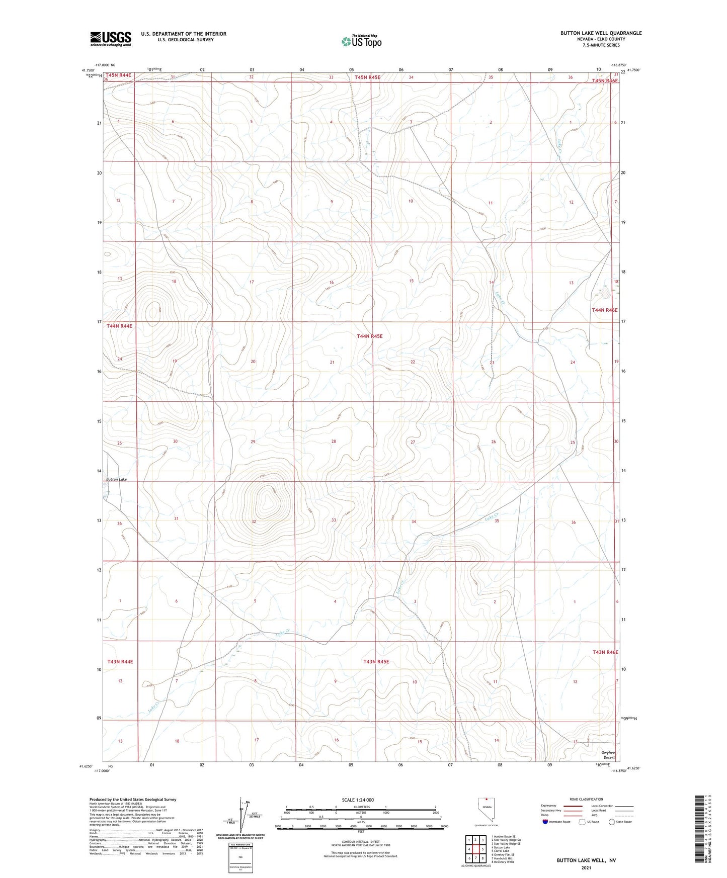 Button Lake Well Nevada US Topo Map Image