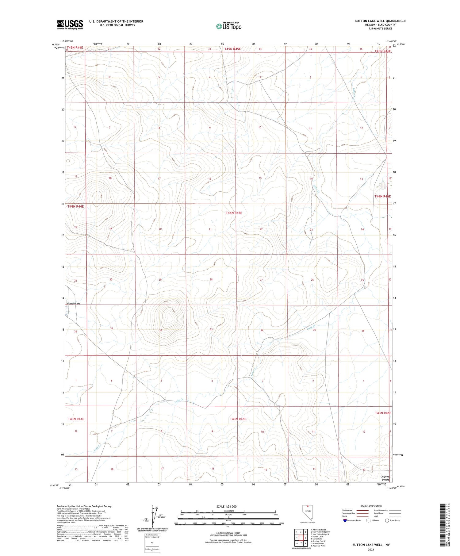 Button Lake Well Nevada US Topo Map Image