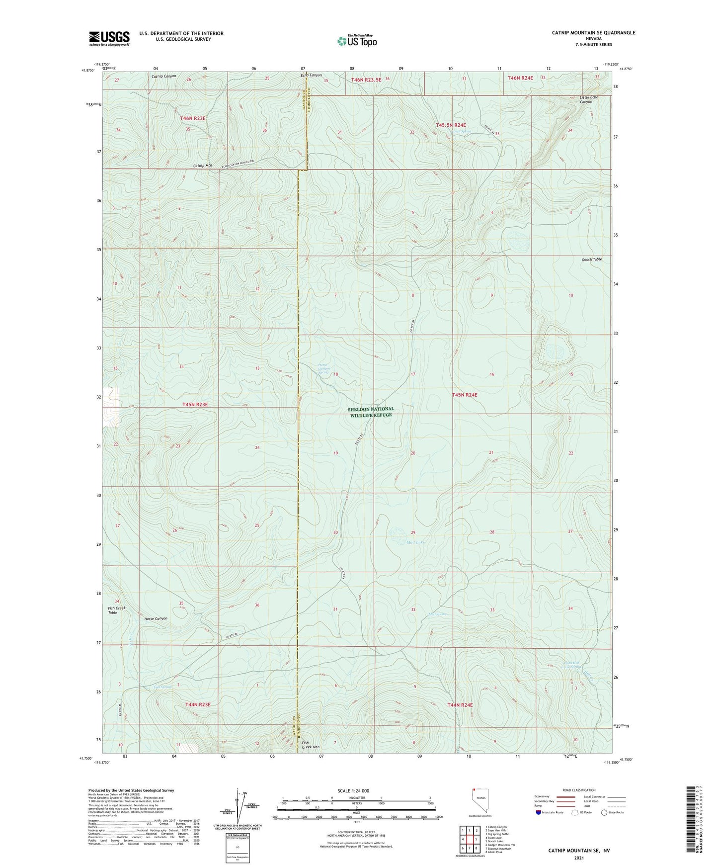 Catnip Mountain SE Nevada US Topo Map Image