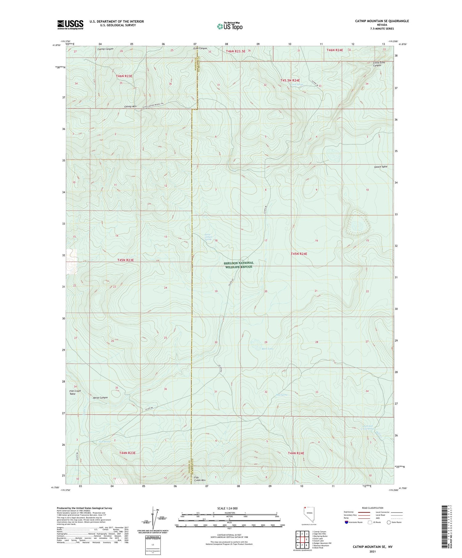 Catnip Mountain SE Nevada US Topo Map Image