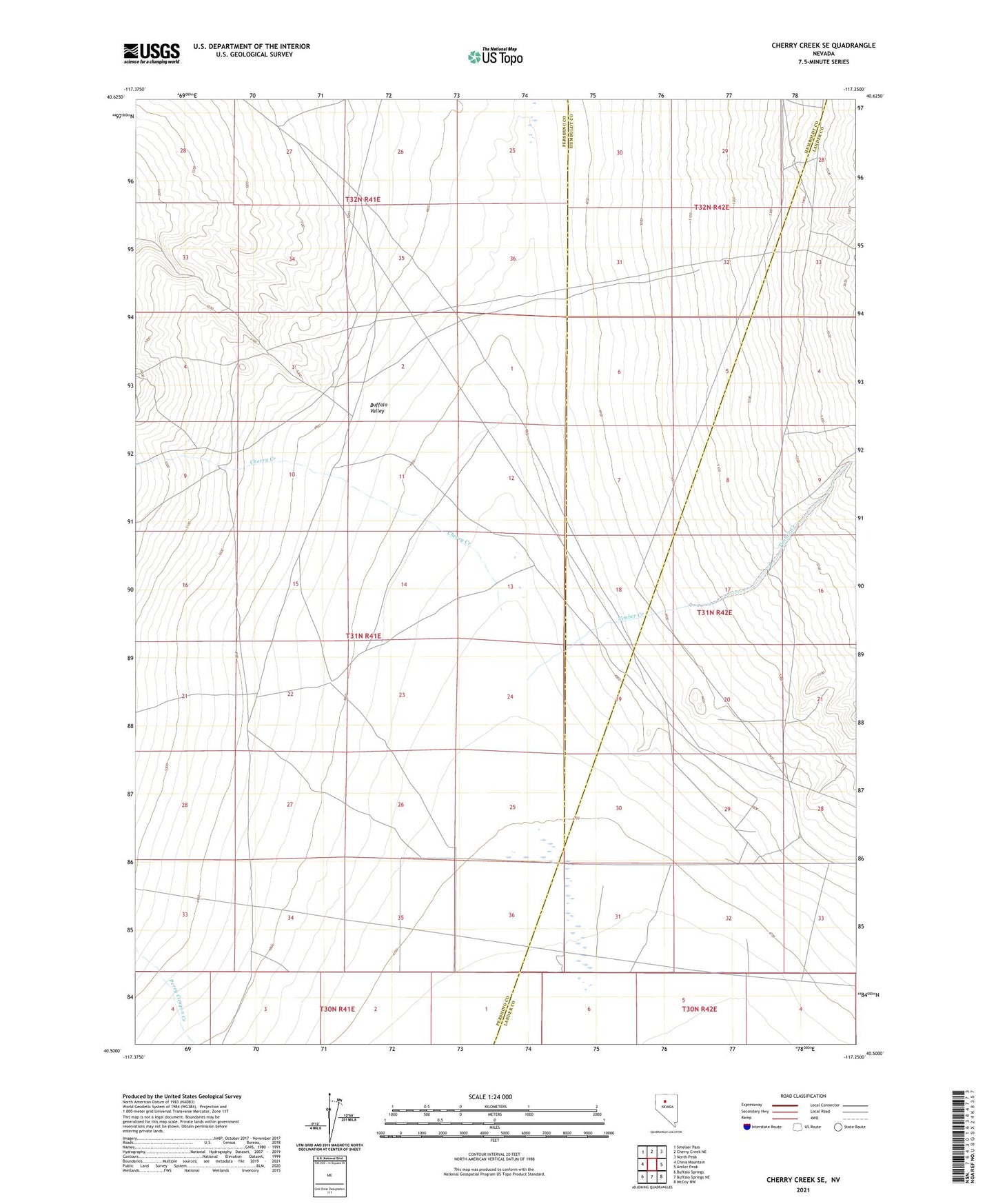Cherry Creek SE Nevada US Topo Map Image
