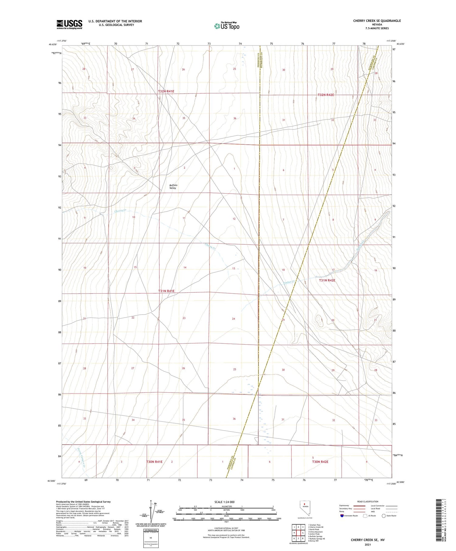 Cherry Creek SE Nevada US Topo Map Image