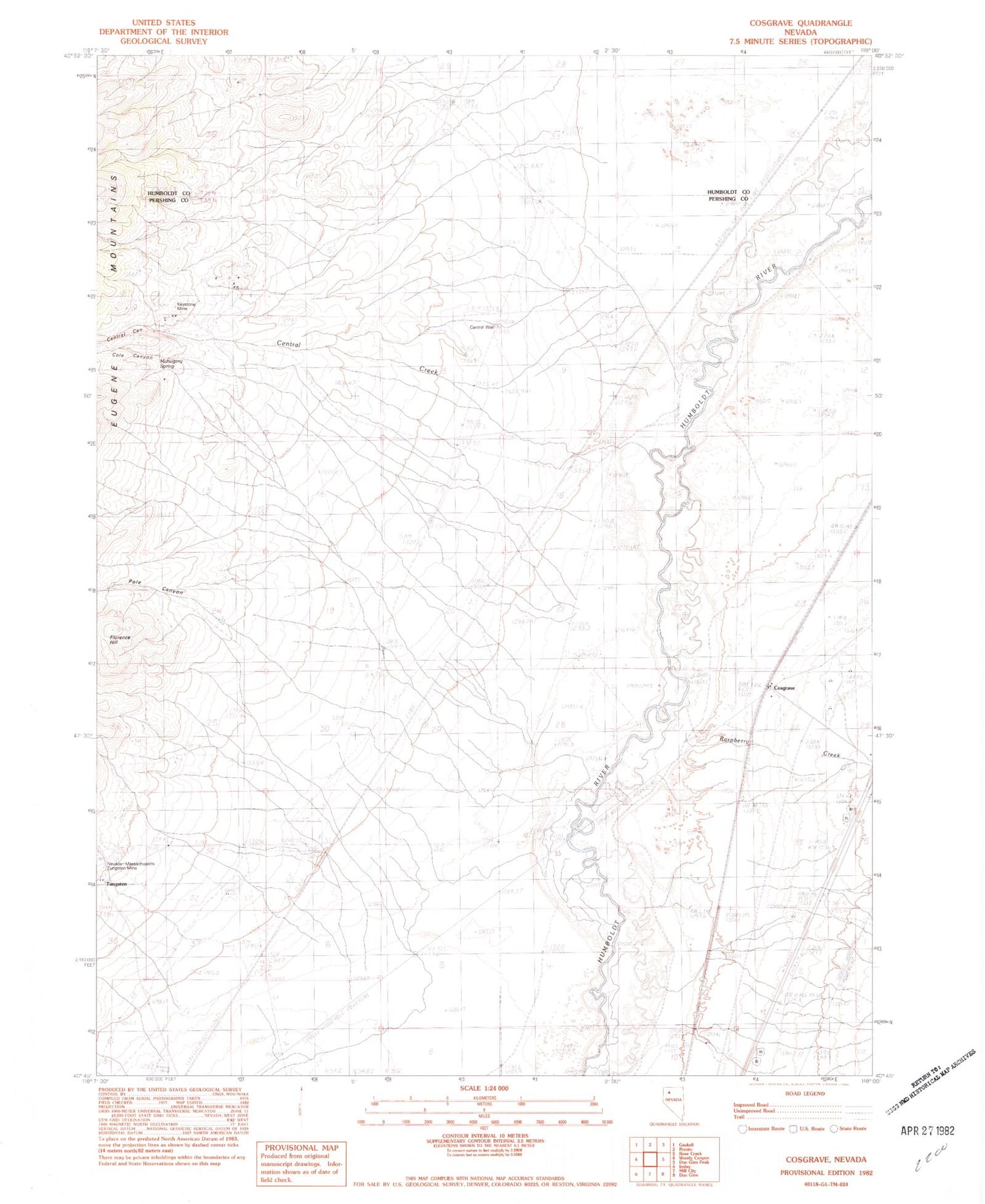 Classic USGS Cosgrave Nevada 7.5'x7.5' Topo Map Image
