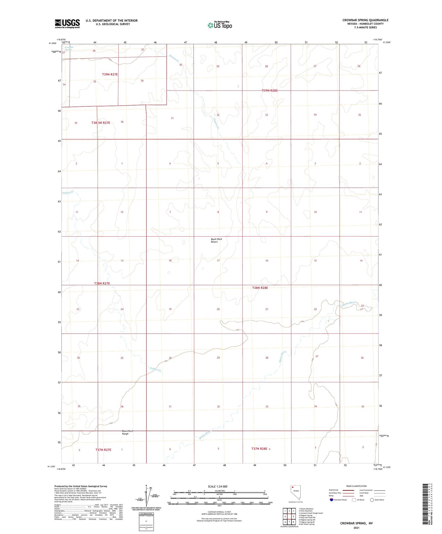 Crowbar Spring Nevada US Topo Map Image