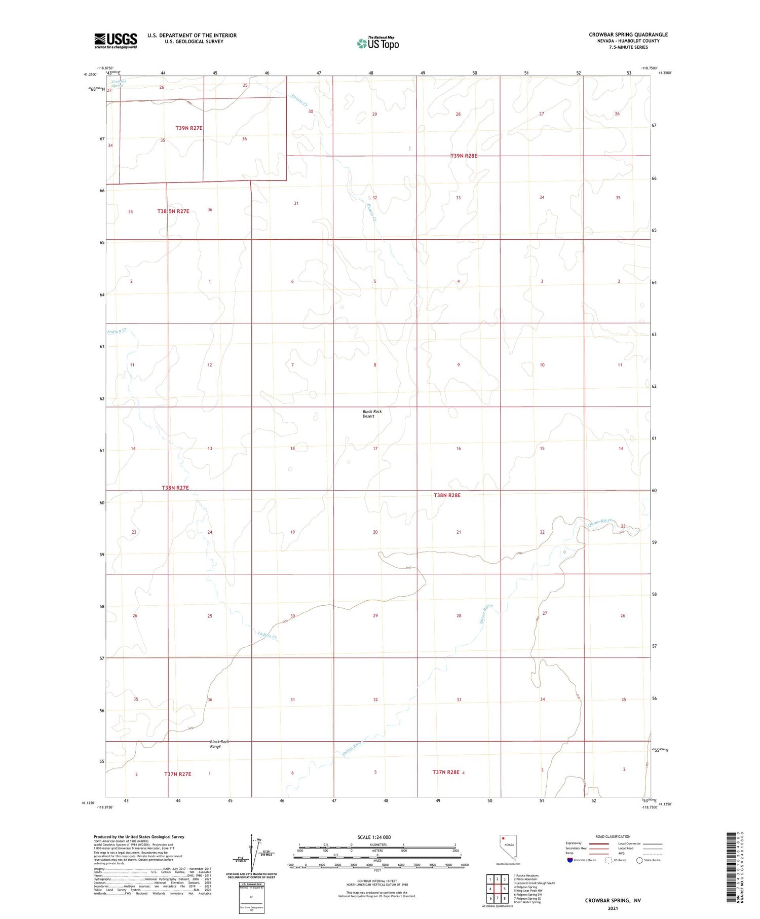 Crowbar Spring Nevada US Topo Map Image