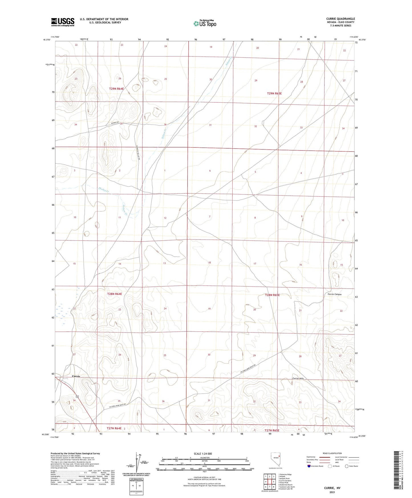 Currie Nevada US Topo Map Image