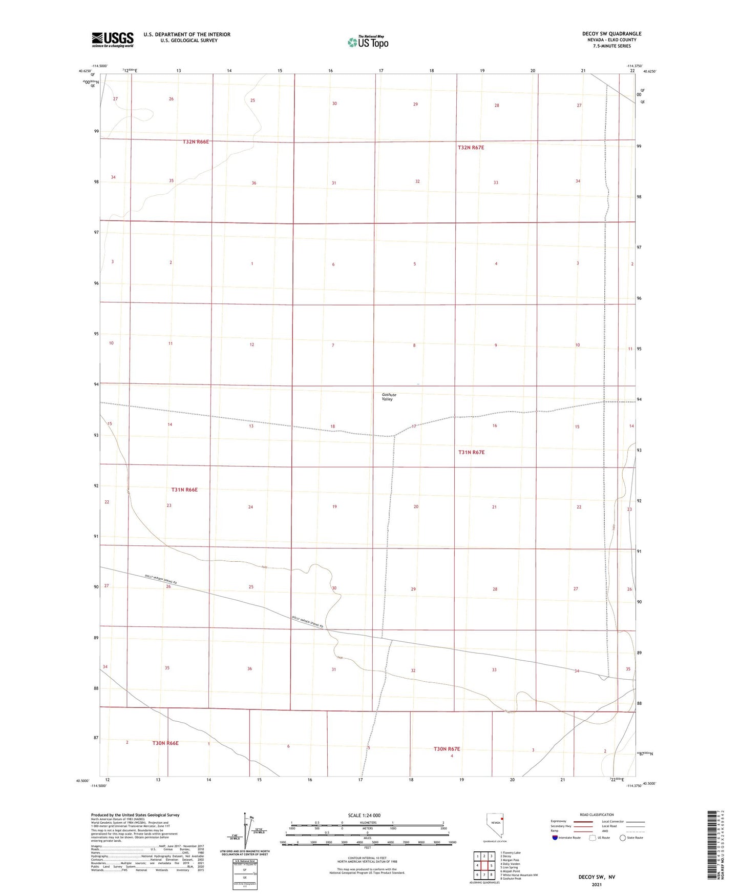 Decoy SW Nevada US Topo Map Image