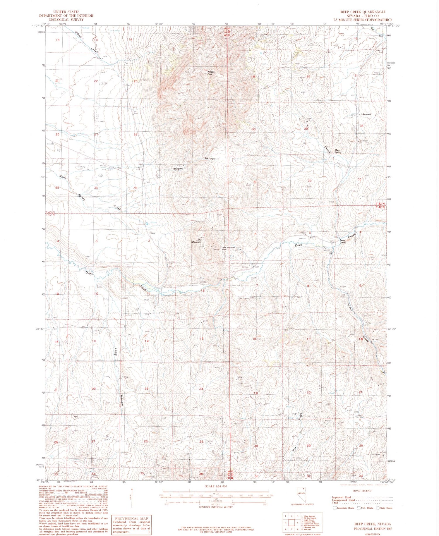 Classic USGS Deep Creek Nevada 7.5'x7.5' Topo Map Image