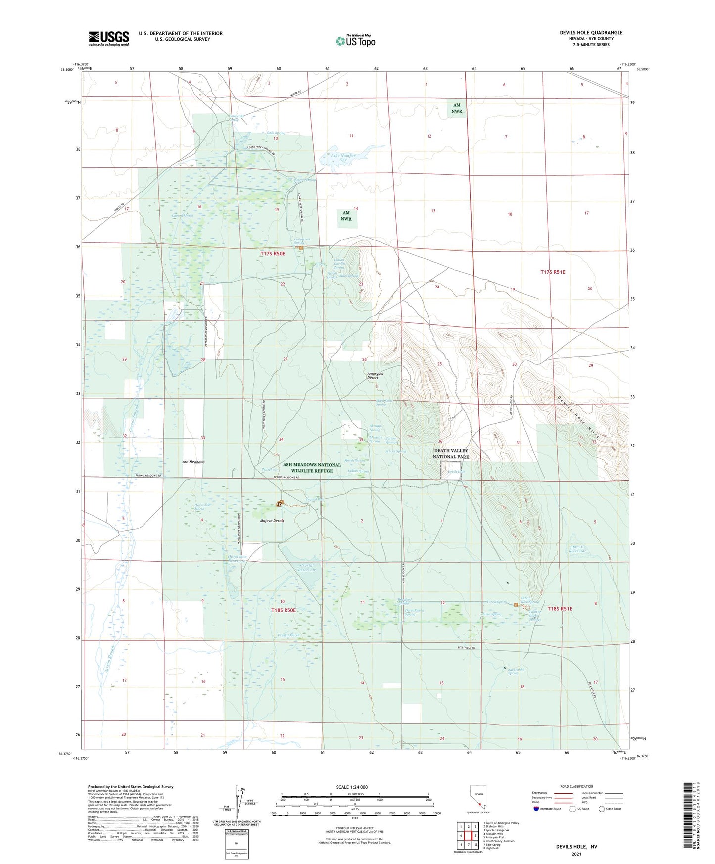 Devils Hole Nevada US Topo Map Image